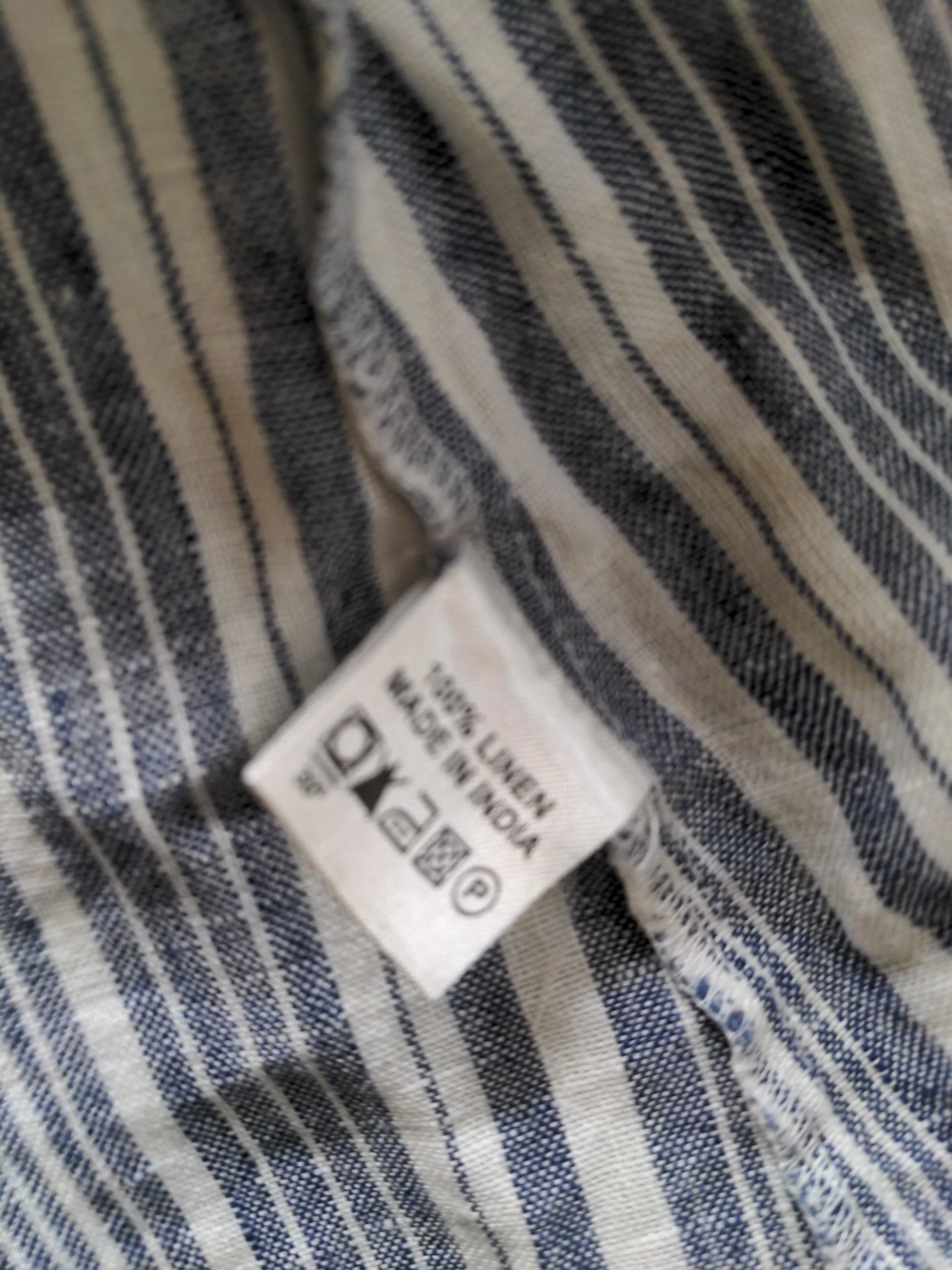 East Women's Shirt UK 10 Blue Striped 100% Linen 3/4 Sleeve Collared Basic - Image 6