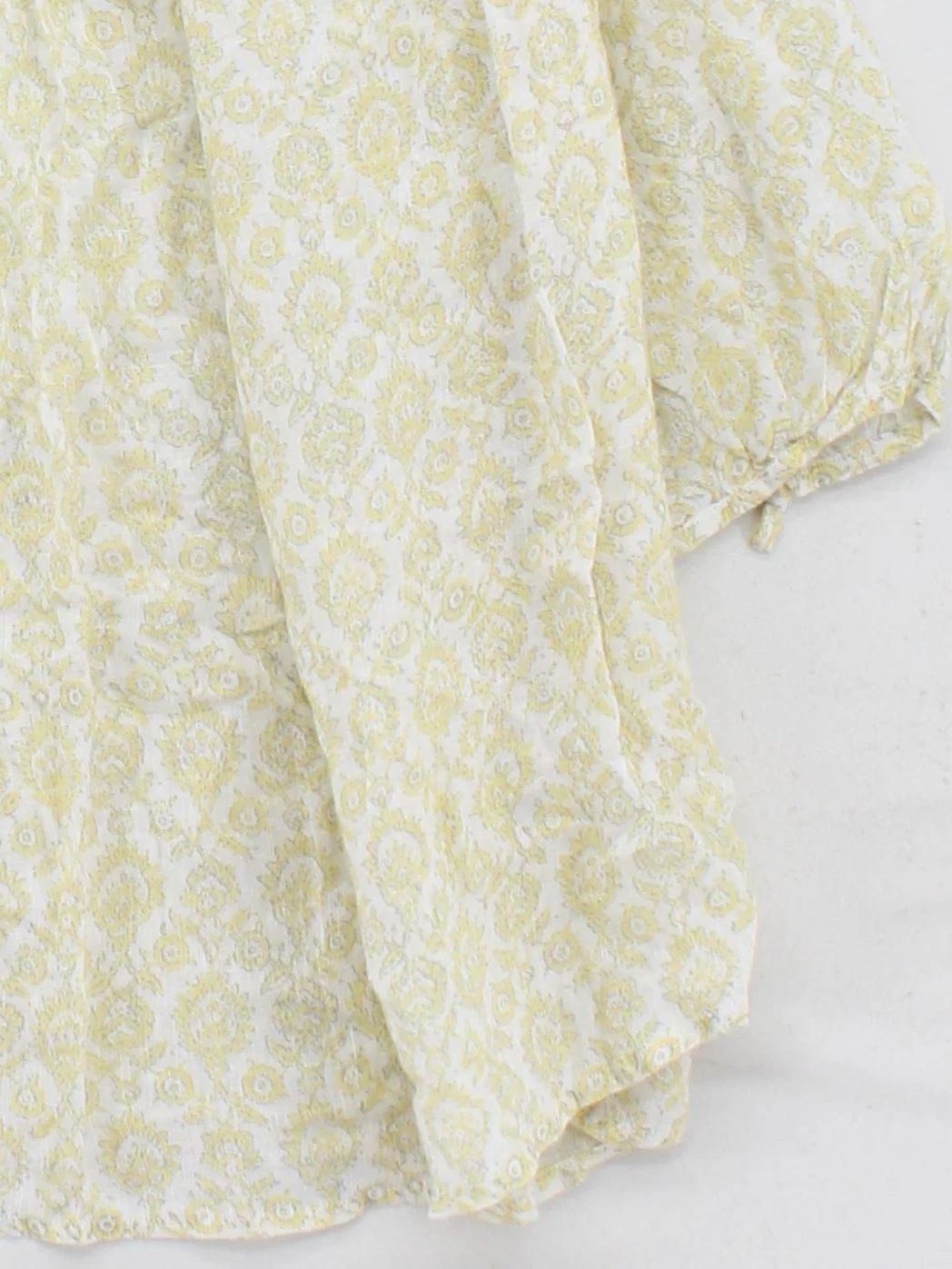 East Women's Top White Floral 100% Linen 3/4 Sleeve Round Neck Basic - Image 4