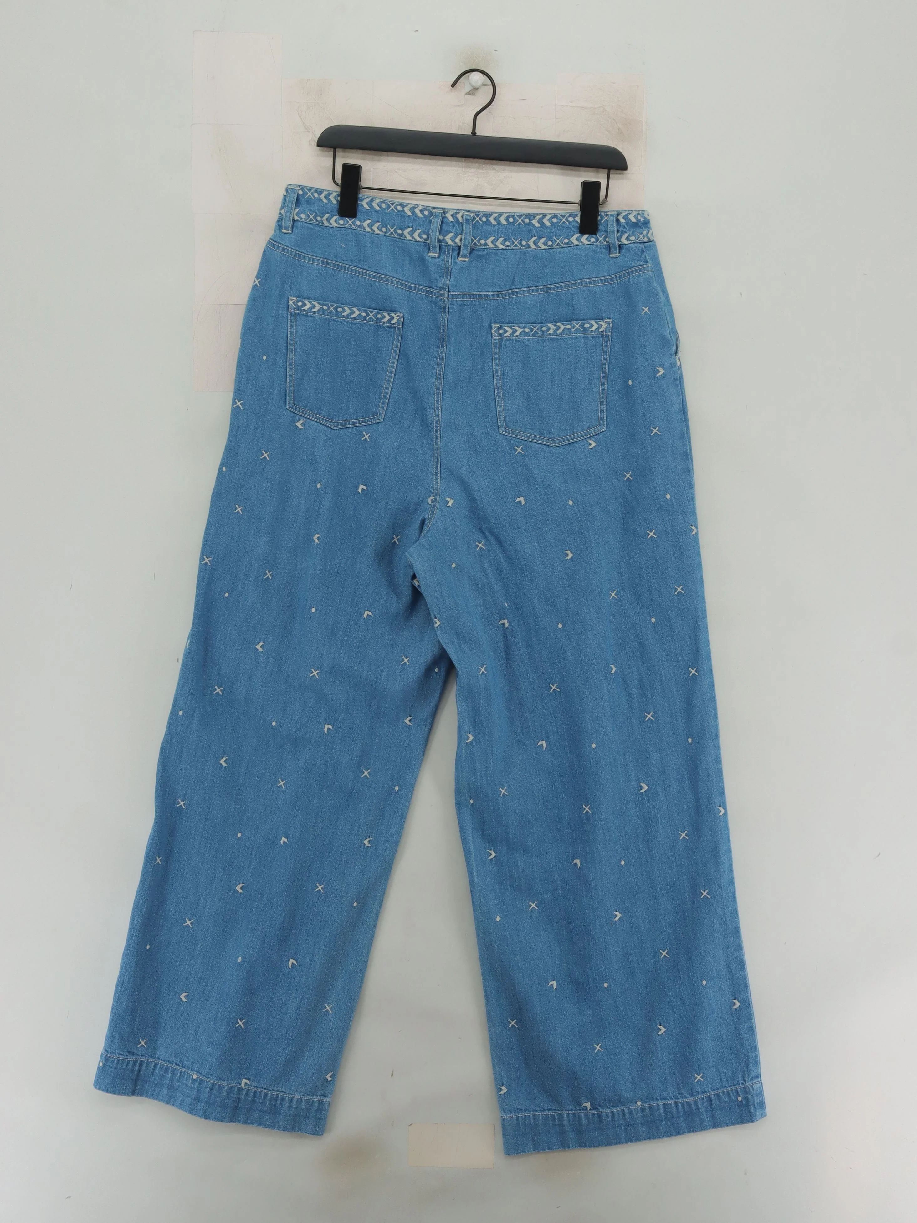 East Women's Trousers UK 16 Blue Cotton with Polyester Wide-Leg Chino - Image 2