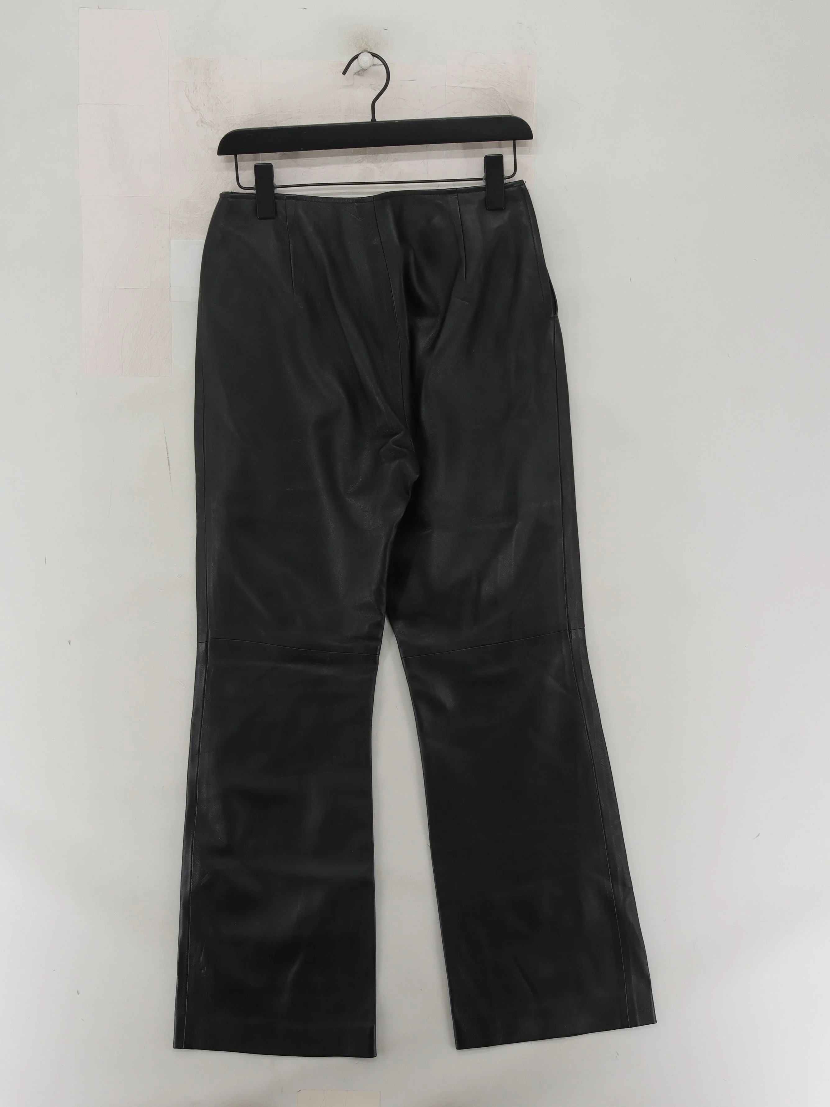 Echtes Leder Women's Trousers W 28 in Black Leather with Polyester Flared Chino - Image 2