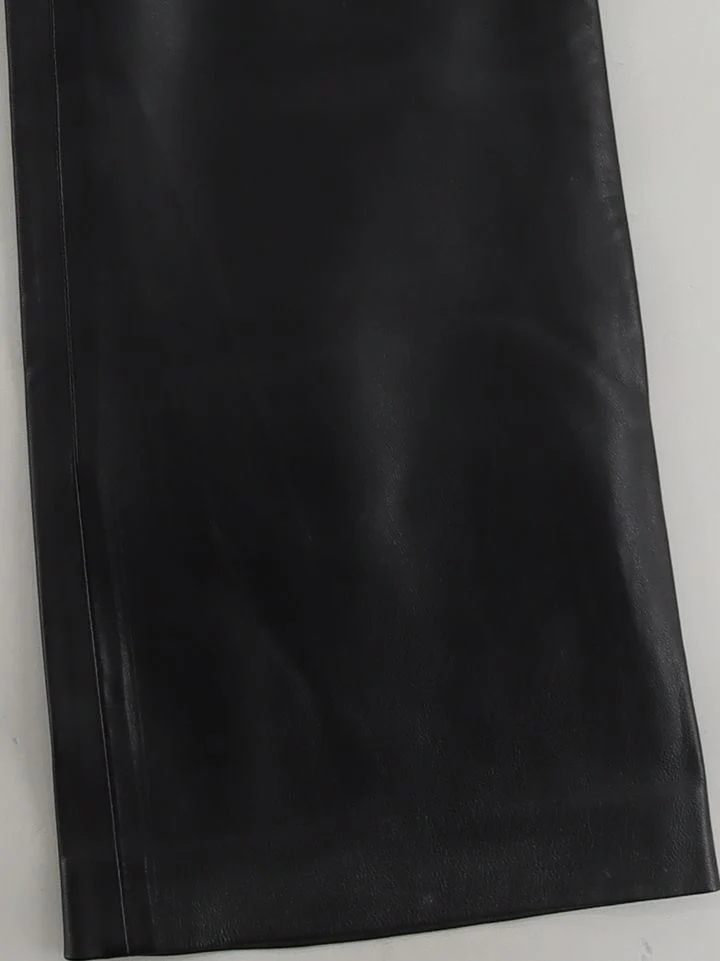 Echtes Leder Women's Trousers W 28 in Black Leather with Polyester Flared Chino - Image 4
