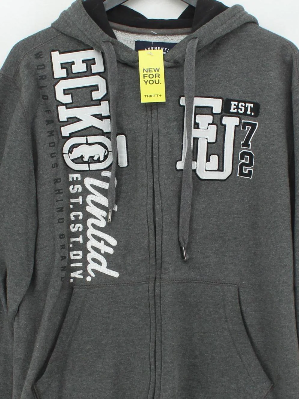 ECKO UNLTD. Men's Hoodie S Grey Graphic Cotton with Polyester Pullover - Image 3