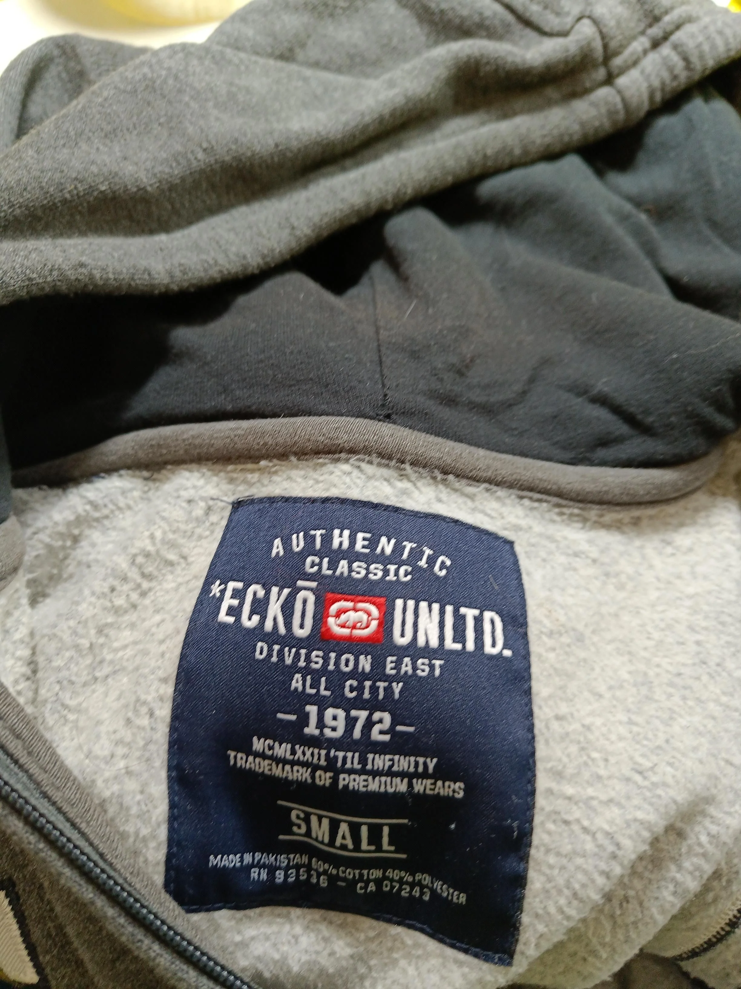 ECKO UNLTD. Men's Hoodie S Grey Graphic Cotton with Polyester Pullover - Image 5
