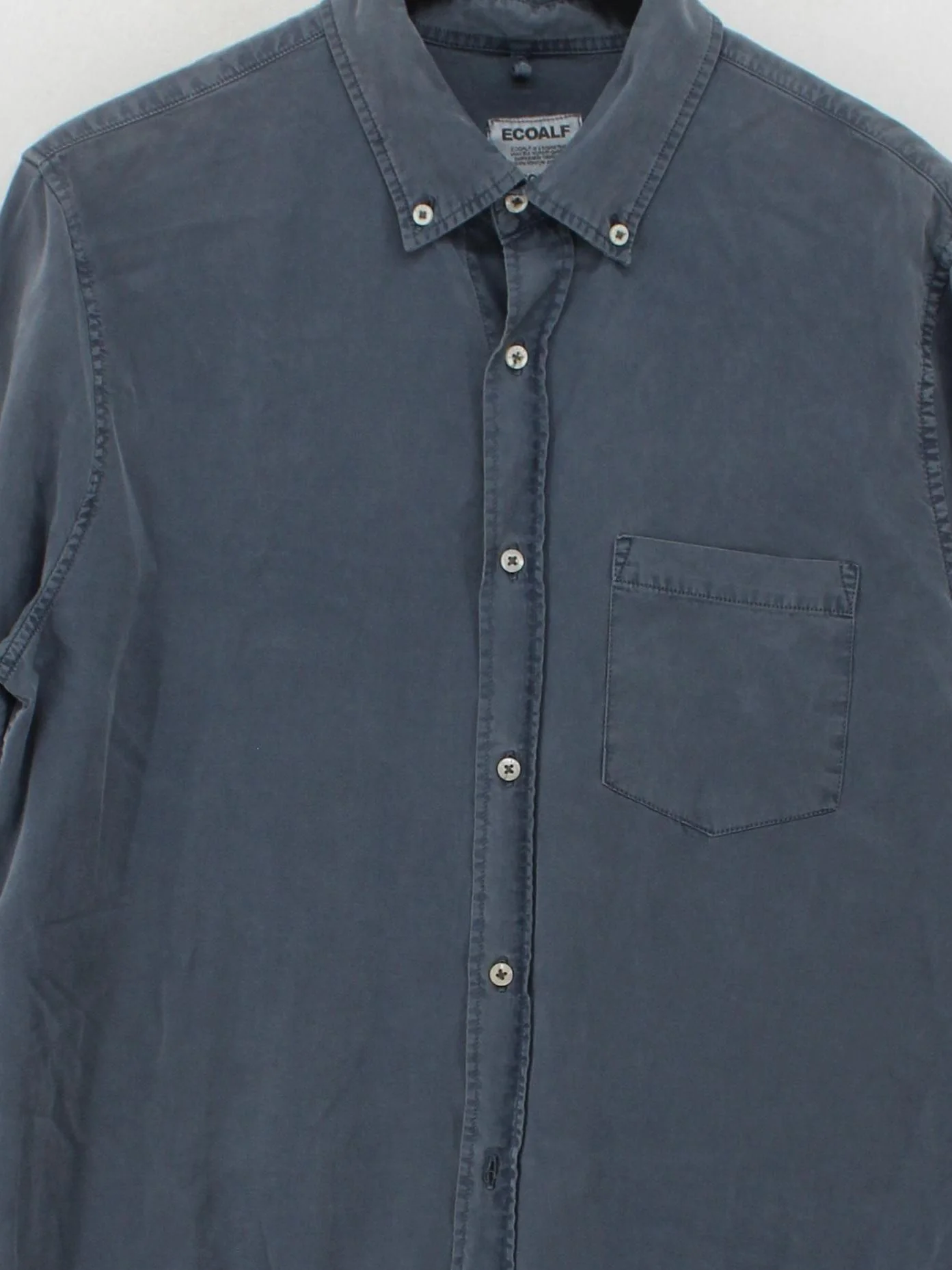 Ecoalf Men's Shirt Chest: 42 in Blue Viscose with Cotton, Linen Basic - Image 3