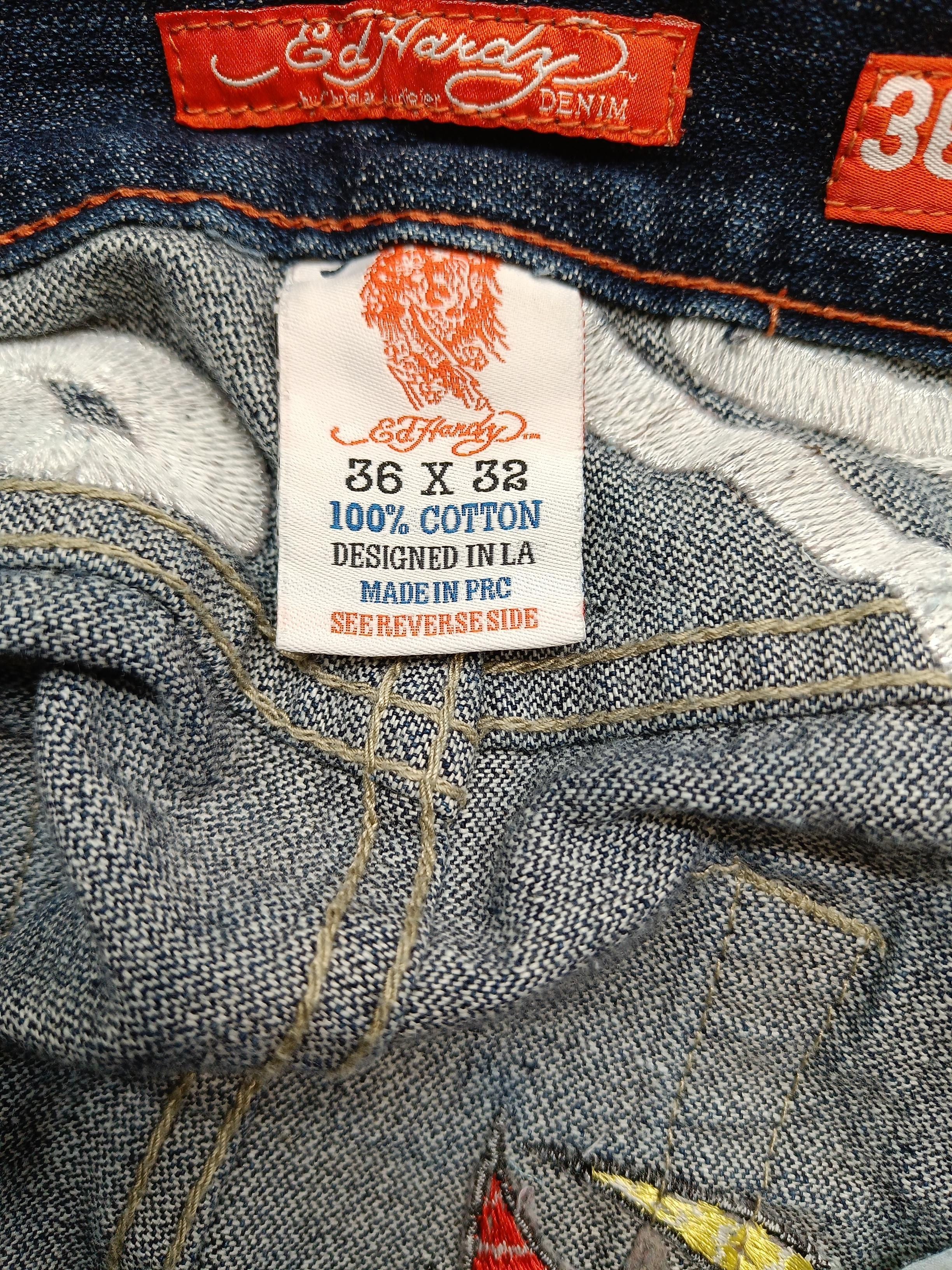 Ed Hardy Men's Jeans W 36 in Blue Graphic 100% Cotton Straight - Image 6