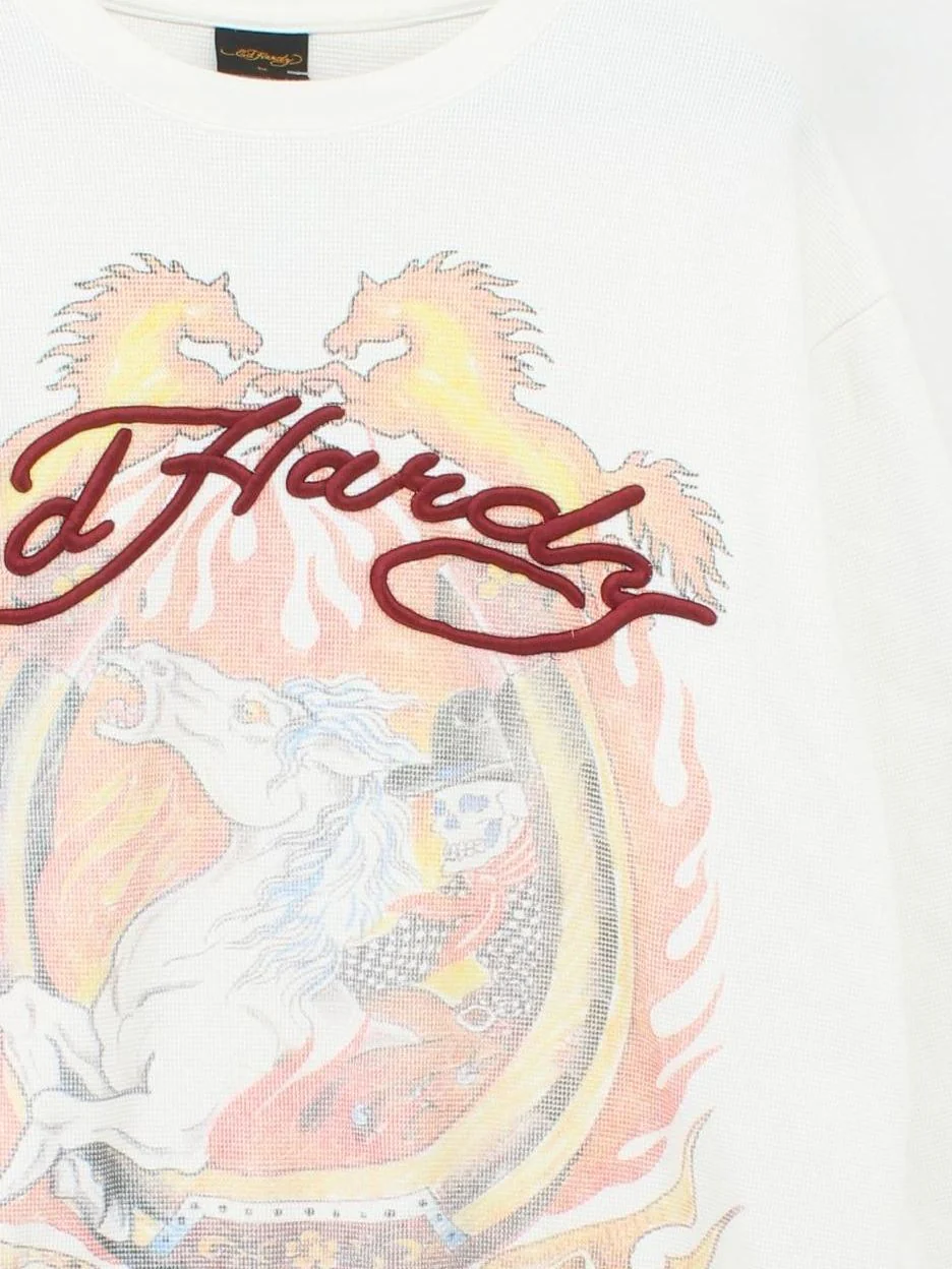 Ed Hardy Men's Jumper M White Graphic 100% Cotton Round Neck Pullover - Image 3
