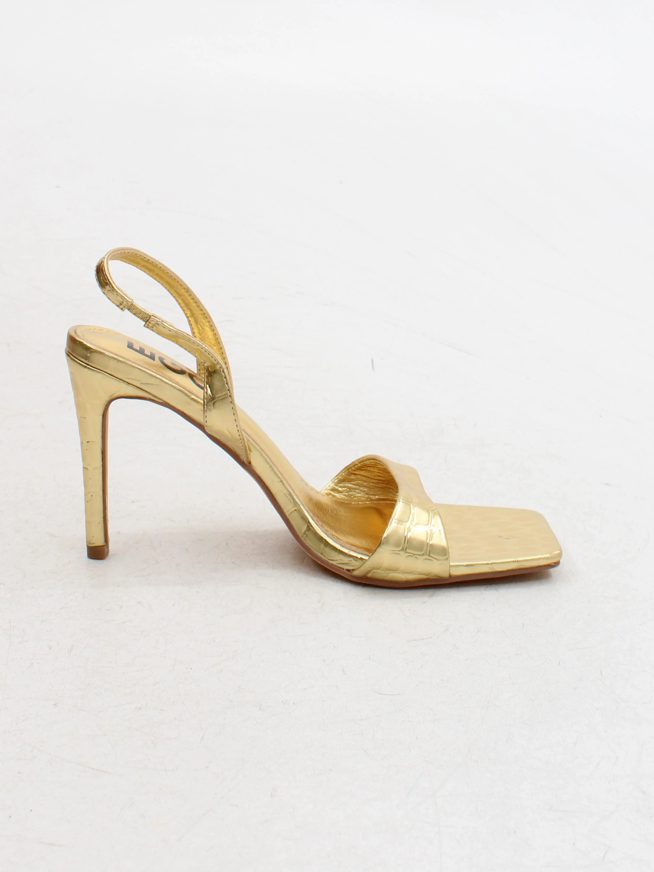 EGO Women's Heels UK 6 Gold Animal Print 100% Faux Leather Strappy - Image 5