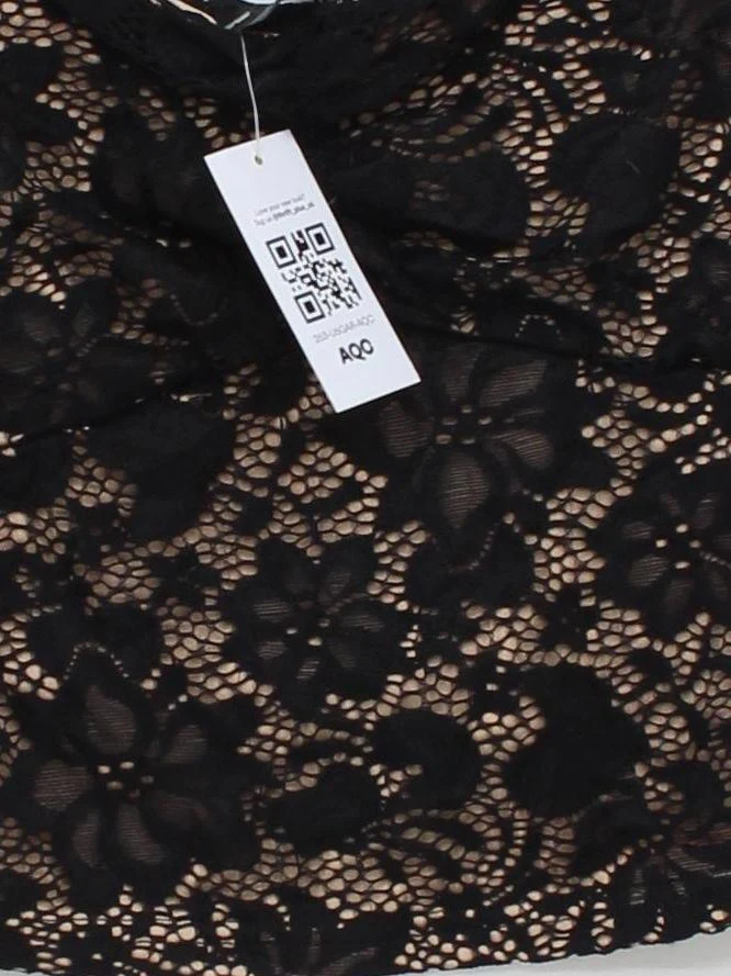 EGO Women's Top M Black Floral Polyester with Elastane Sleeveless V-Neck Basic - Image 4