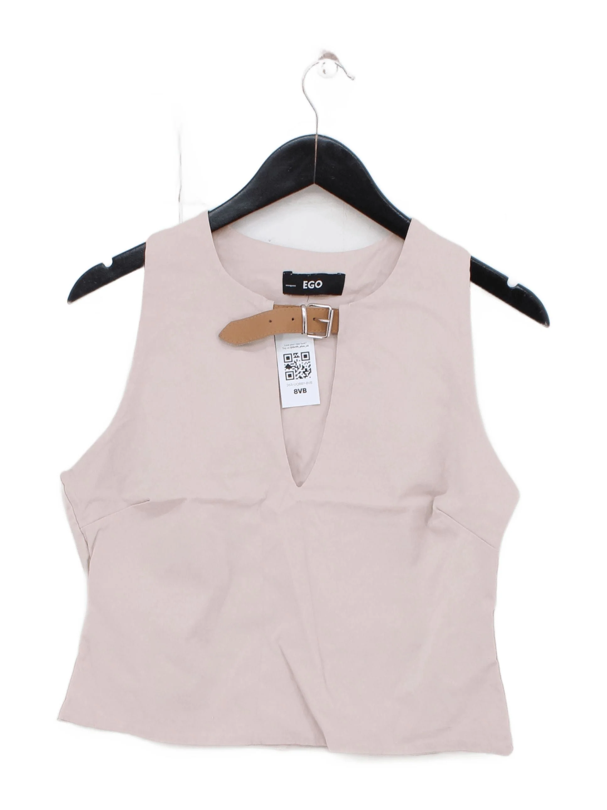EGO Women's Top UK 14 Cream Viscose with Nylon, Elastane Cropped