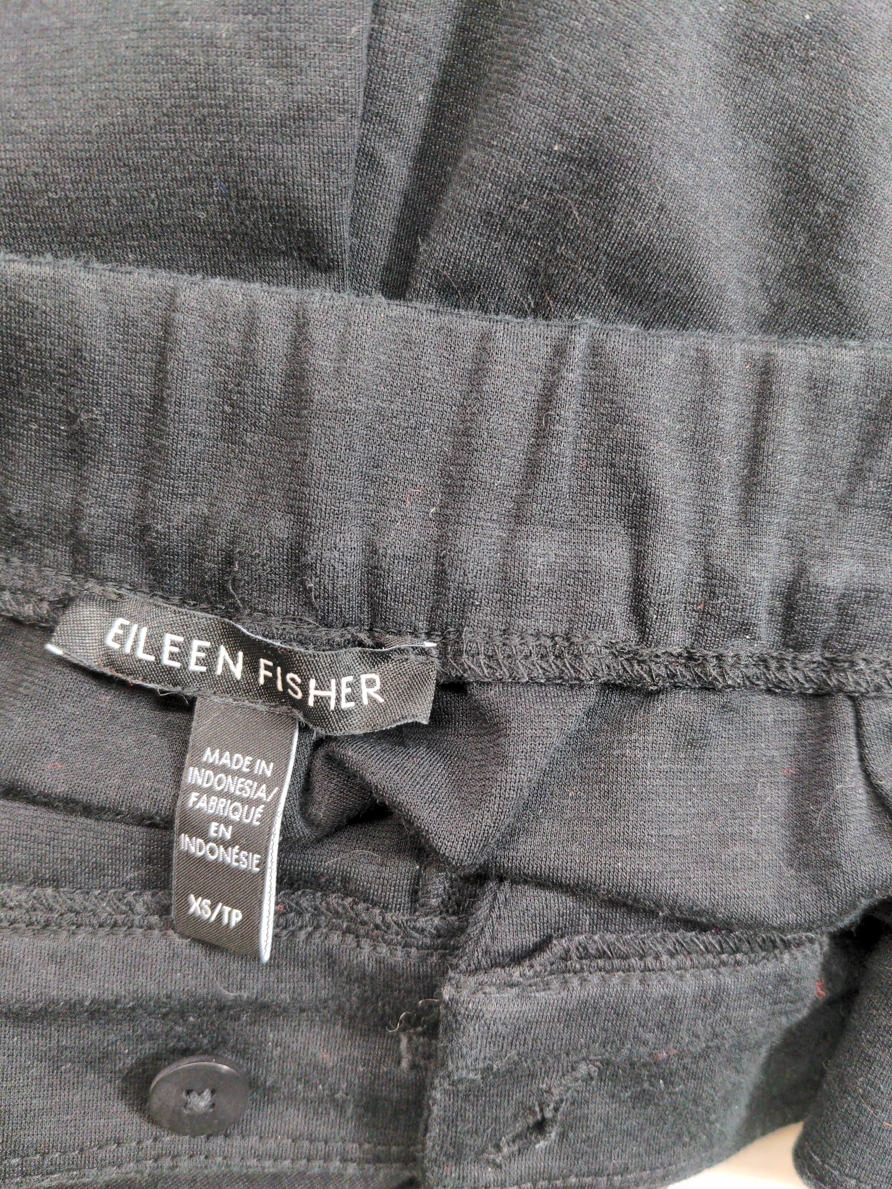 Eileen Fisher Women's Trousers XS Black Cotton with Polyester, Elastane Capri - Image 5