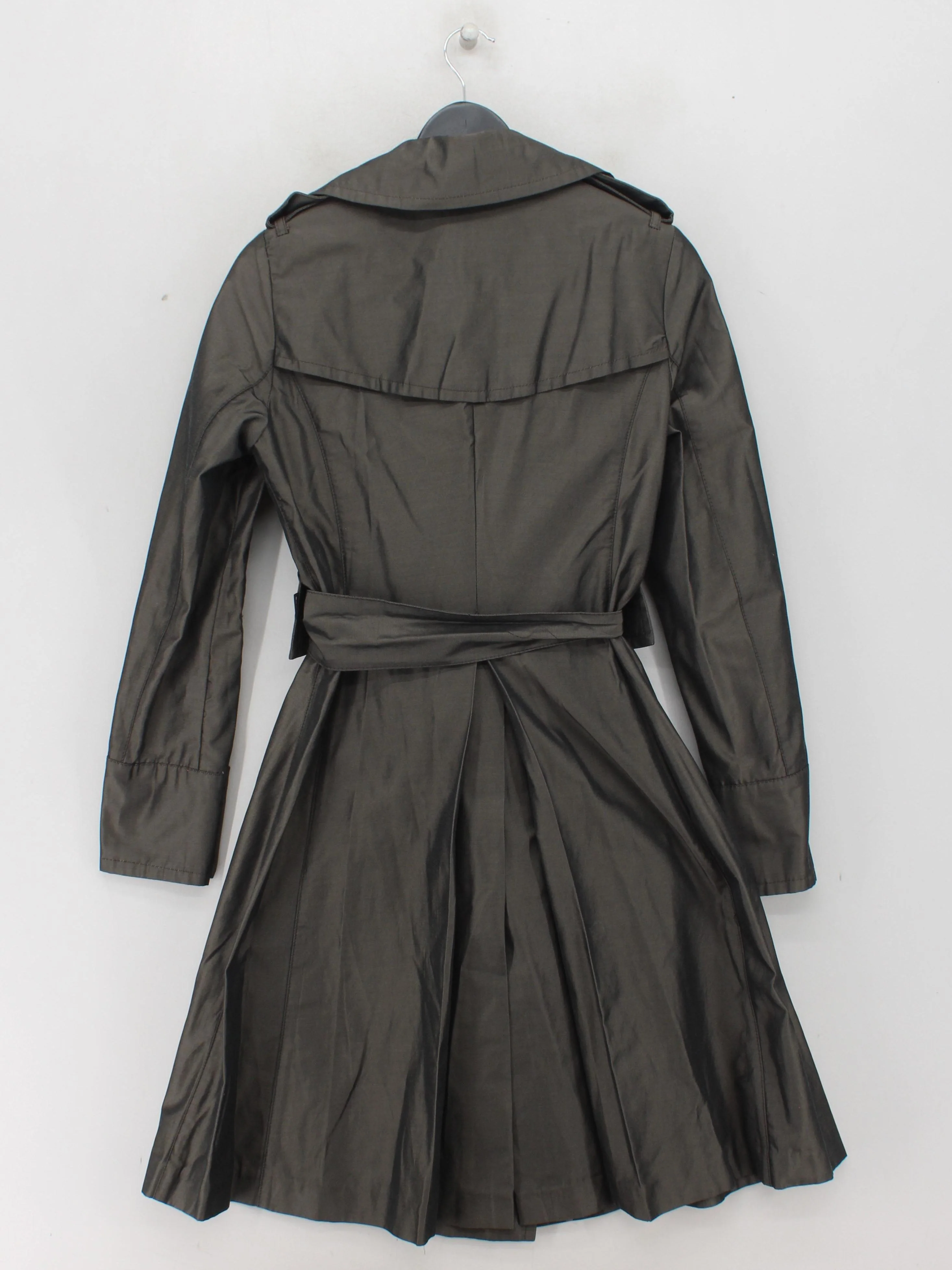 EKLE Women's Coat UK 16 Green Polyester with Cotton Trench Coat - Image 2