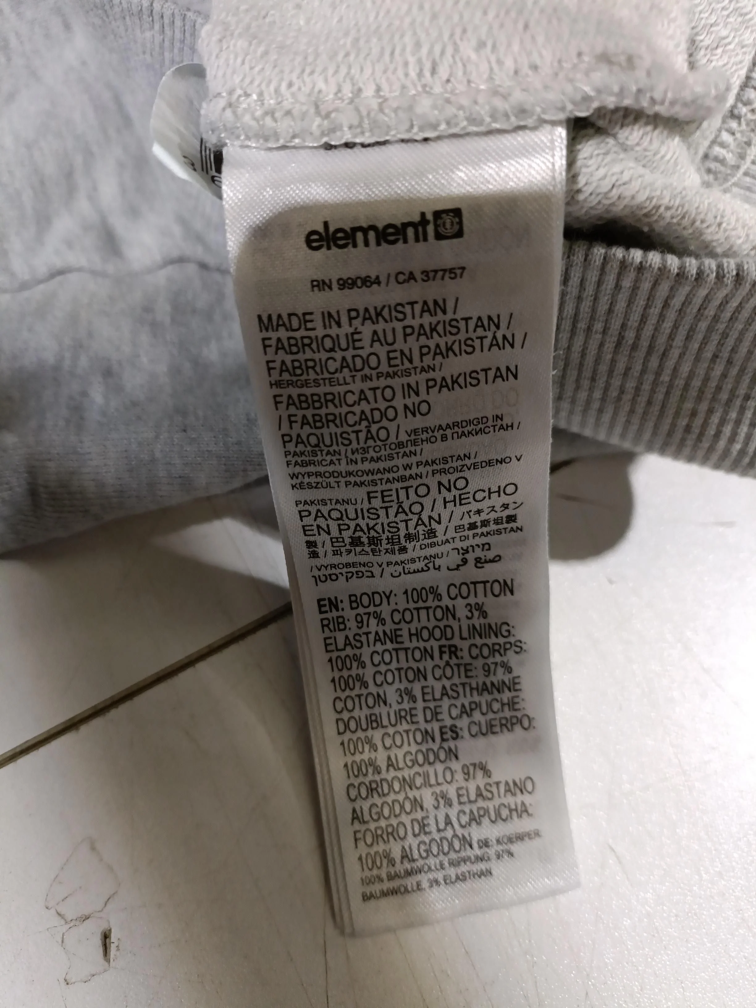 Element Men's Hoodie M Grey Cotton with Elastane Pullover - Image 6