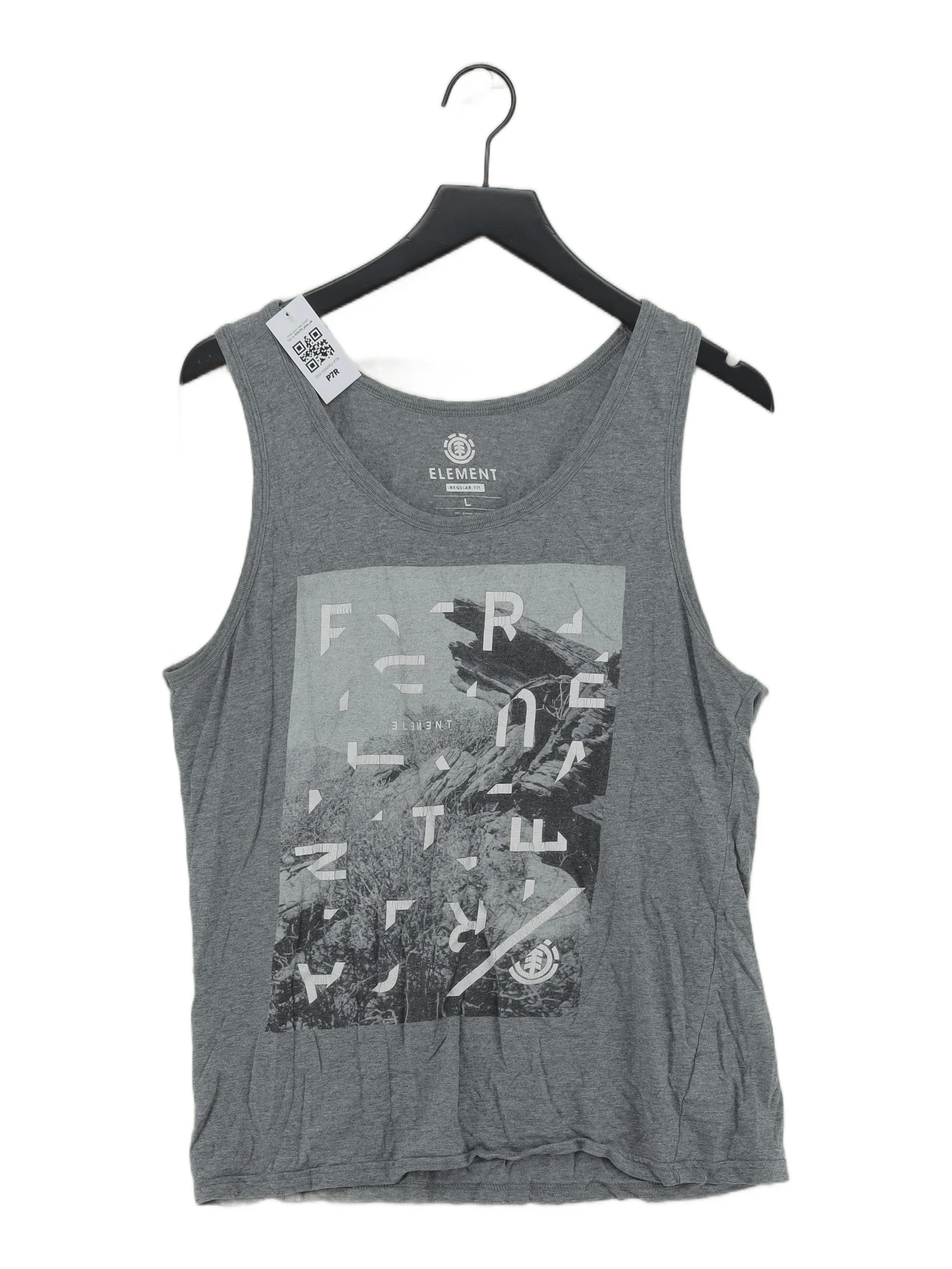 Element Men's T-Shirt L Grey Graphic 100% Cotton Sleeveless Round Neck Basic