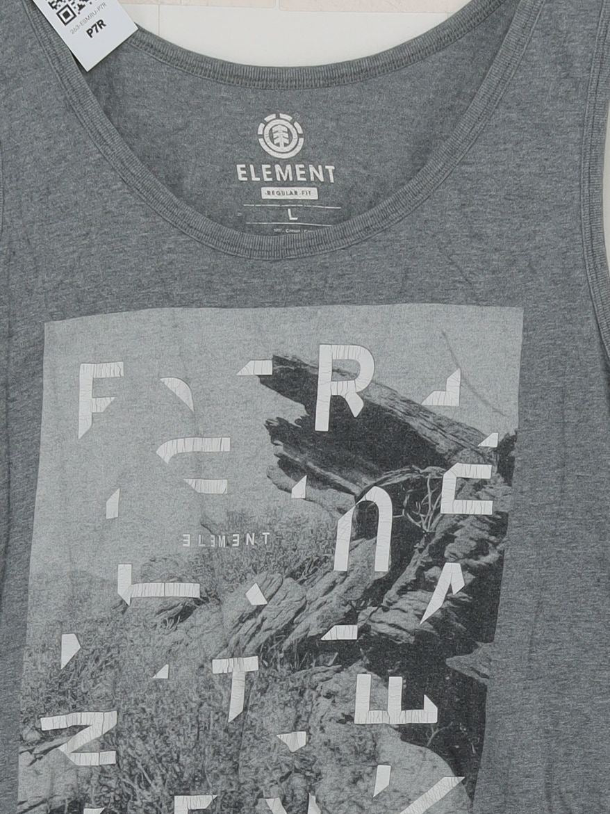 Element Men's T-Shirt L Grey Graphic 100% Cotton Sleeveless Round Neck Basic - Image 3