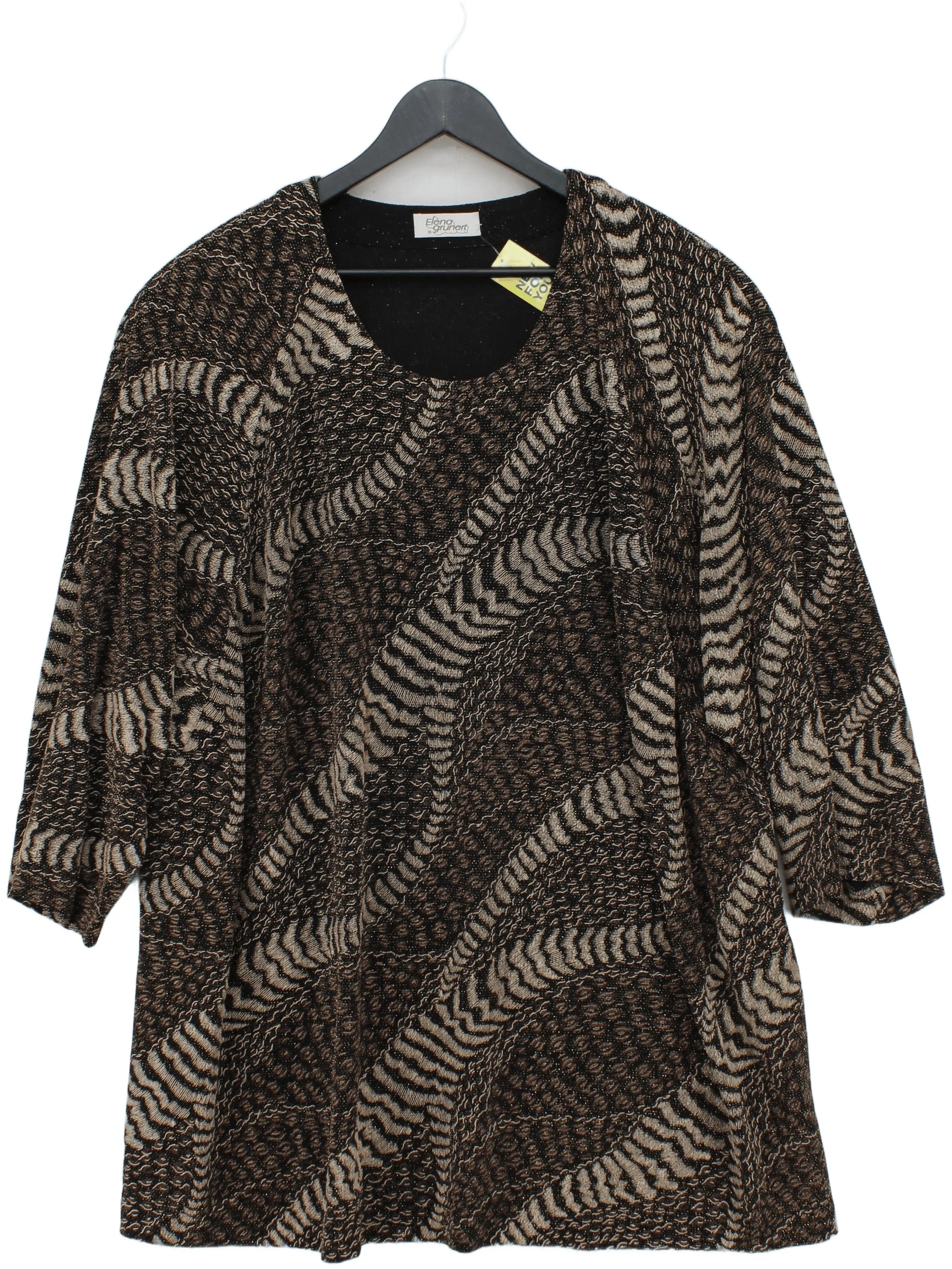 Elena Grunert Women's Top UK 28 Brown Polyester with Spandex, Other Tunic