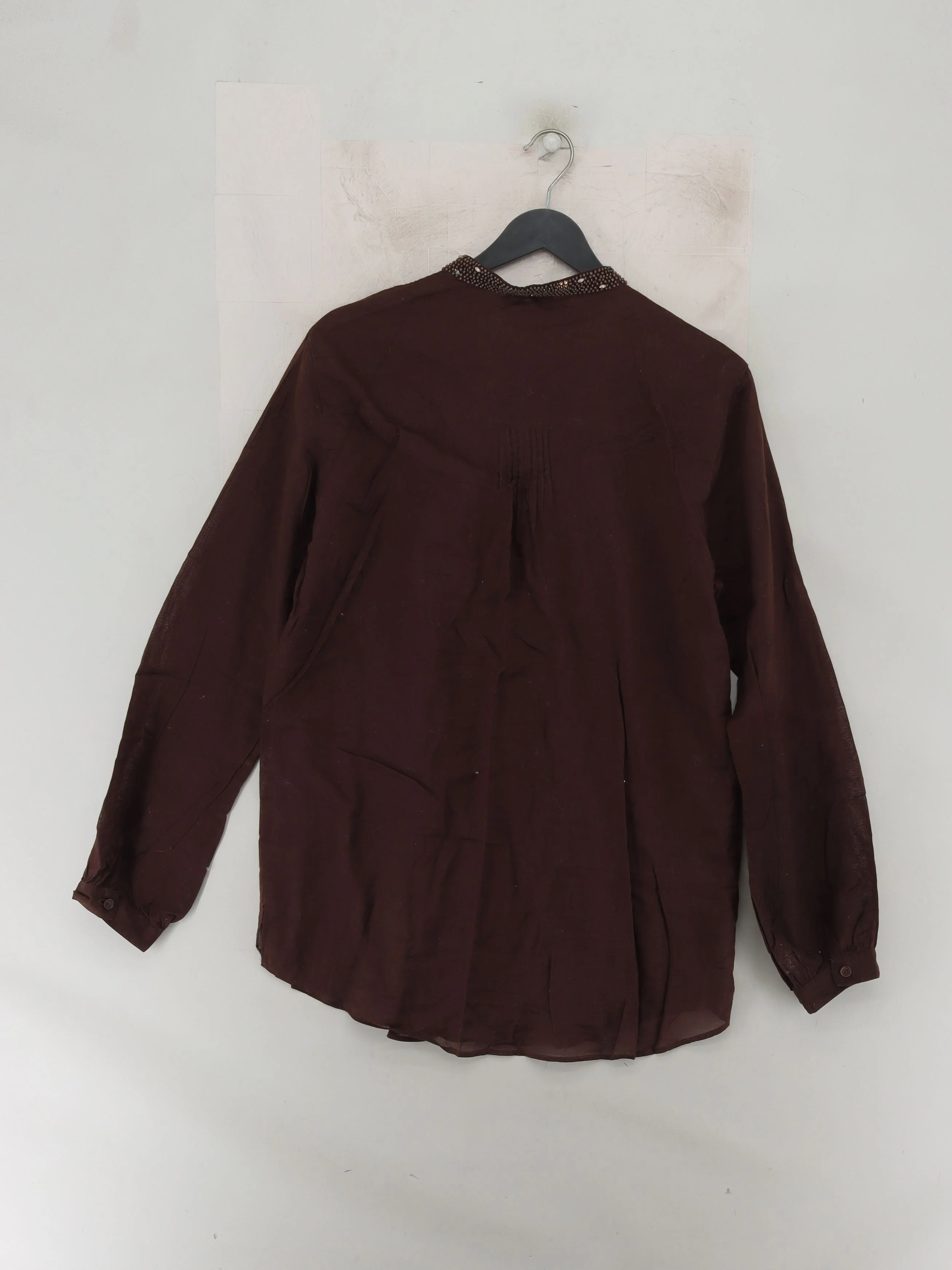 Elena Miro Women's Blouse M Brown 100% Other Long Sleeve V-Neck Basic - Image 2