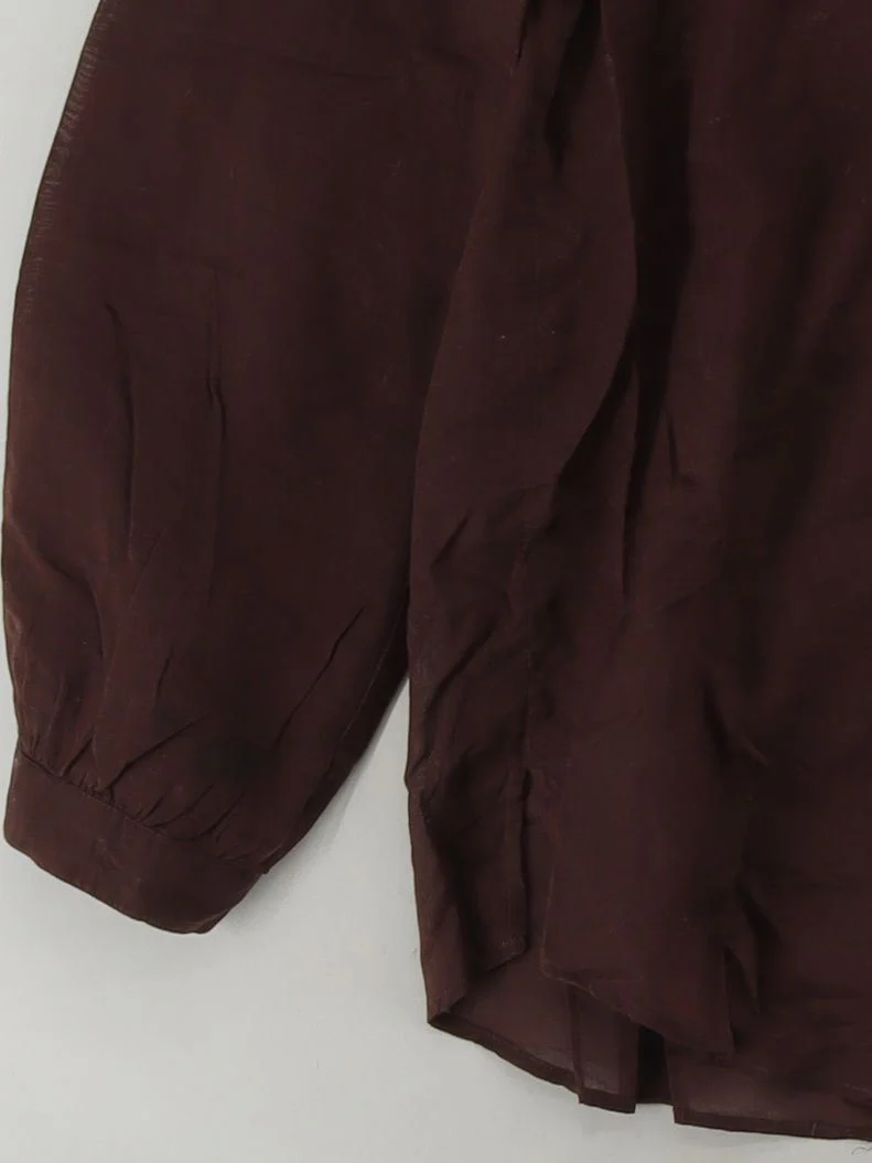 Elena Miro Women's Blouse M Brown 100% Other Long Sleeve V-Neck Basic - Image 4