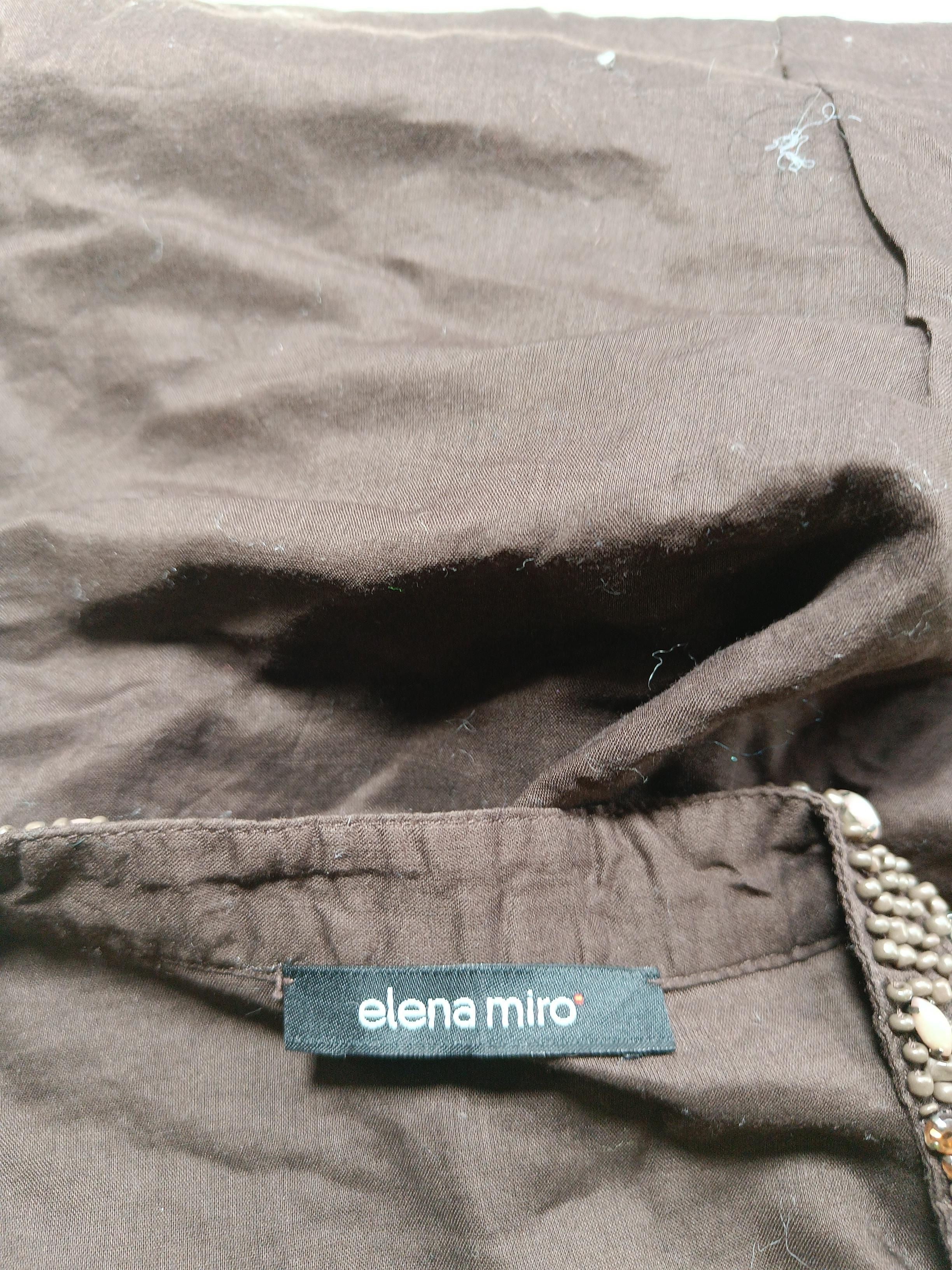 Elena Miro Women's Blouse M Brown 100% Other Long Sleeve V-Neck Basic - Image 6