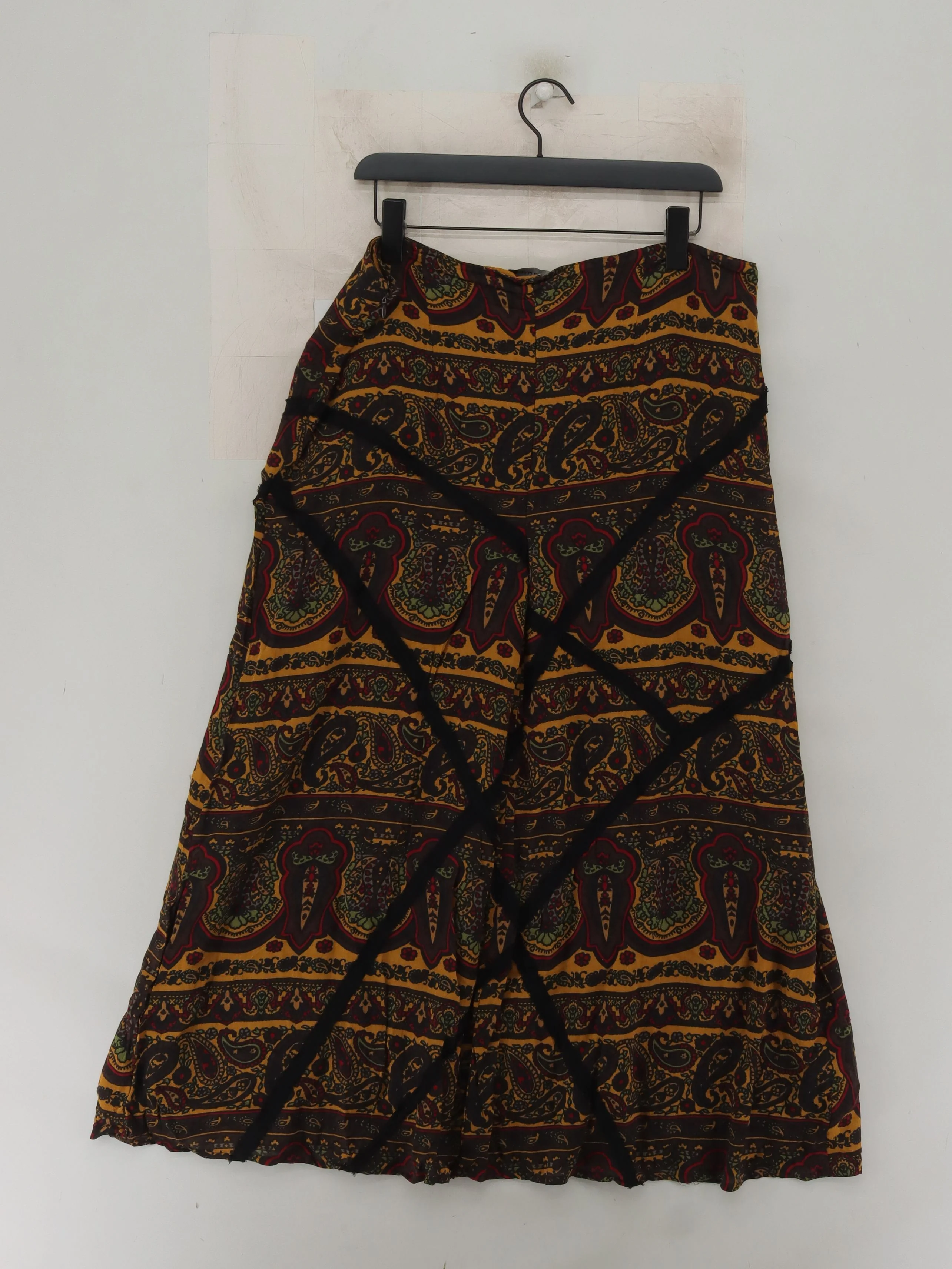 Elena Miro Women's Midi Skirt UK 18 Yellow Paisley Viscose with Wool Midi A-Line - Image 2