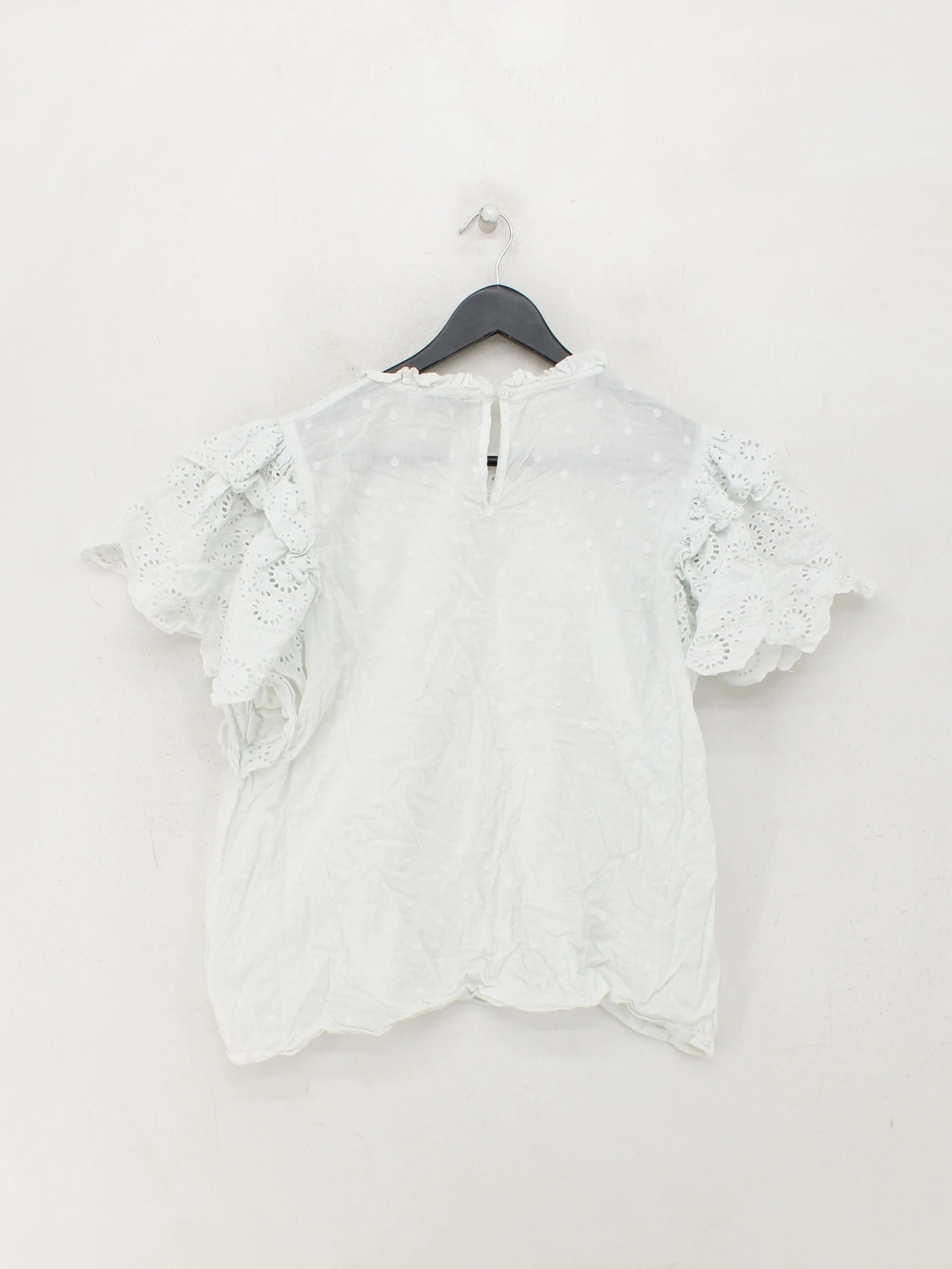 Eleven Loves Women's Top UK 16 White 100% Cotton Short Sleeve High Neck Basic - Image 2