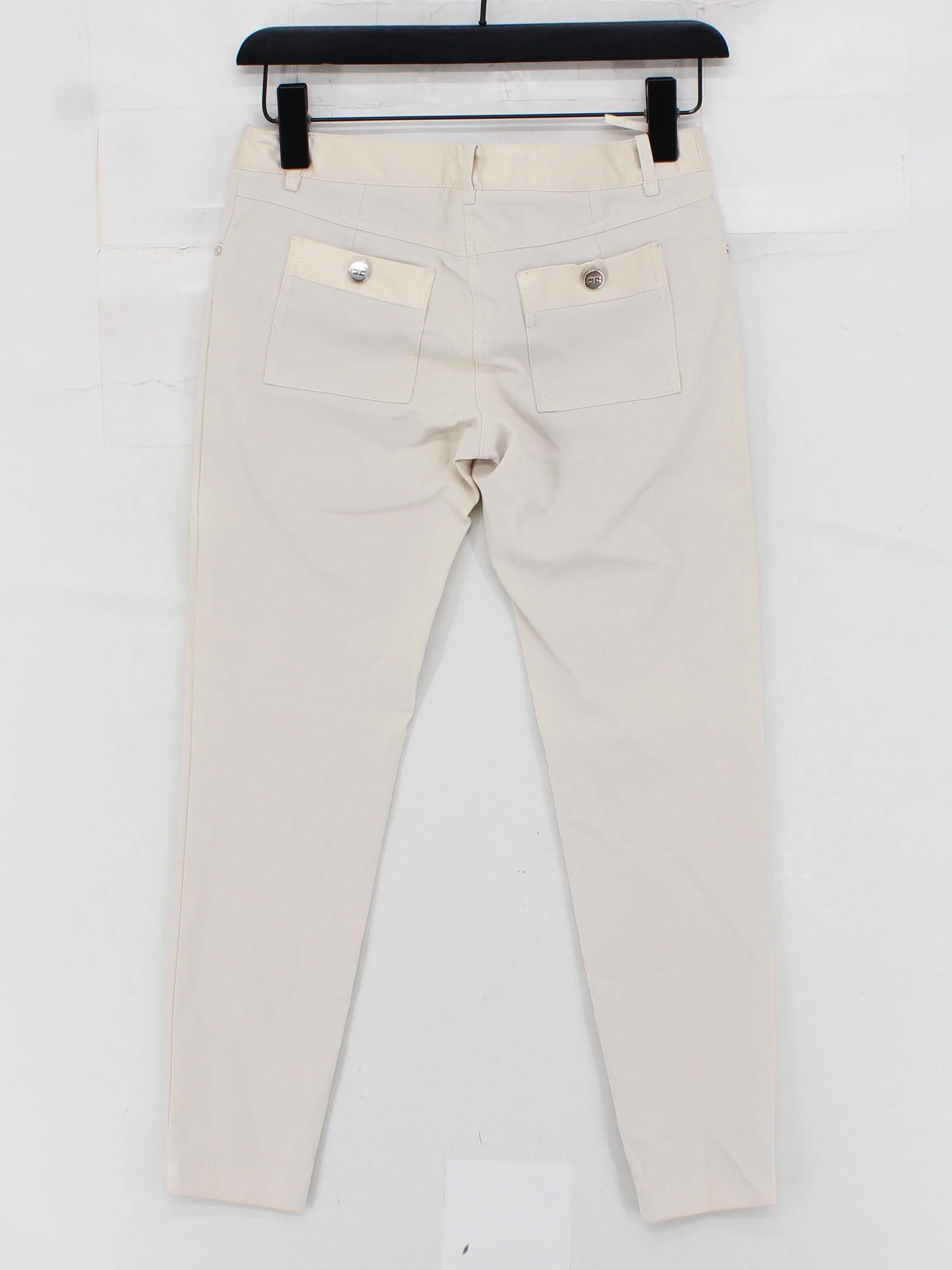 ELISABETTA FRANCHI Women's Trousers UK 8 Cream Nylon - Image 2