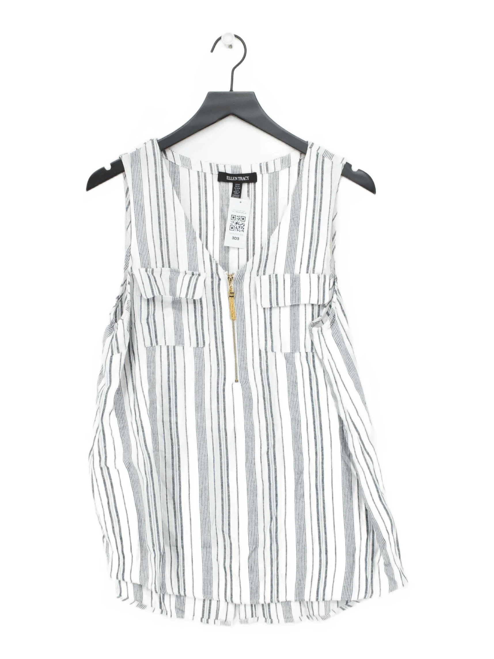 Ellen Tracy Women's Top M Multi Linen with Viscose Basic