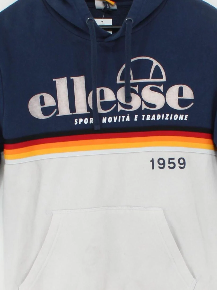 Ellesse Men's Hoodie S Blue Graphic Cotton with Polyester Pullover - Image 3