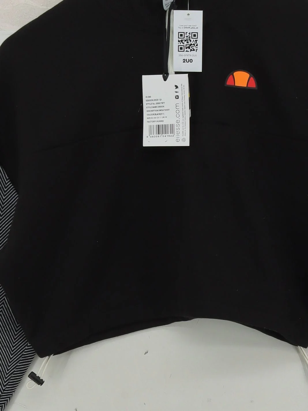 Ellesse Women's Hoodie UK 10 Black Cotton with Polyester Full Zip New with tags - Image 3