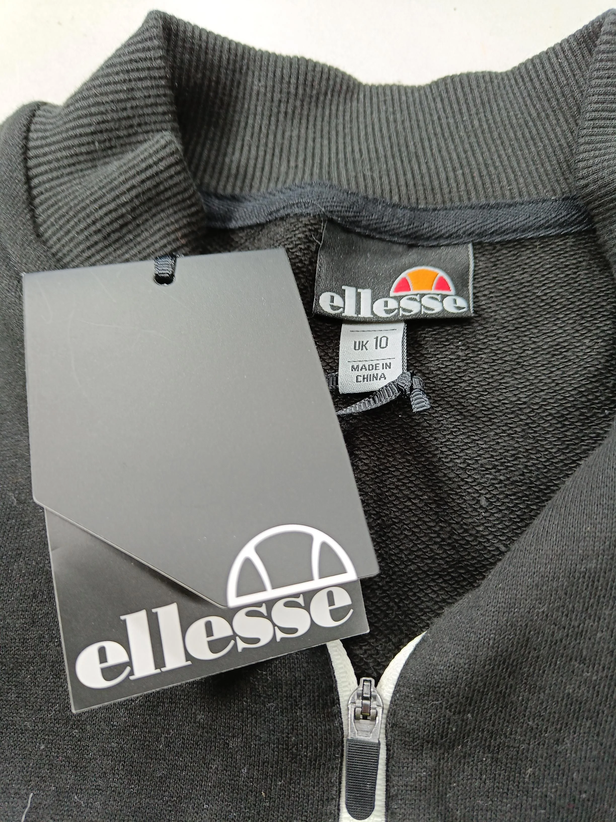 Ellesse Women's Hoodie UK 10 Black Cotton with Polyester Full Zip New with tags - Image 5