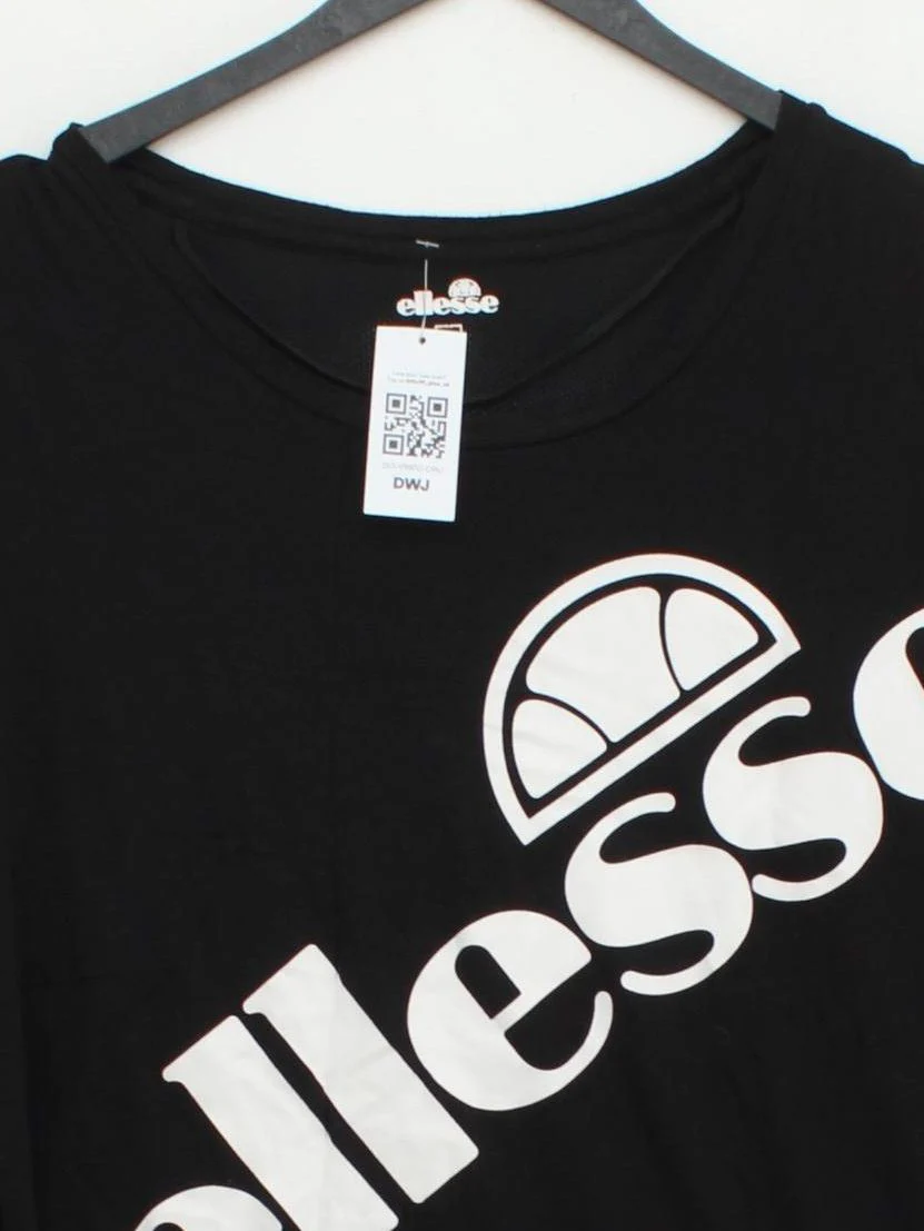 Ellesse Women's T-Shirt UK 10 Black Cotton with Polyester Basic - Image 3