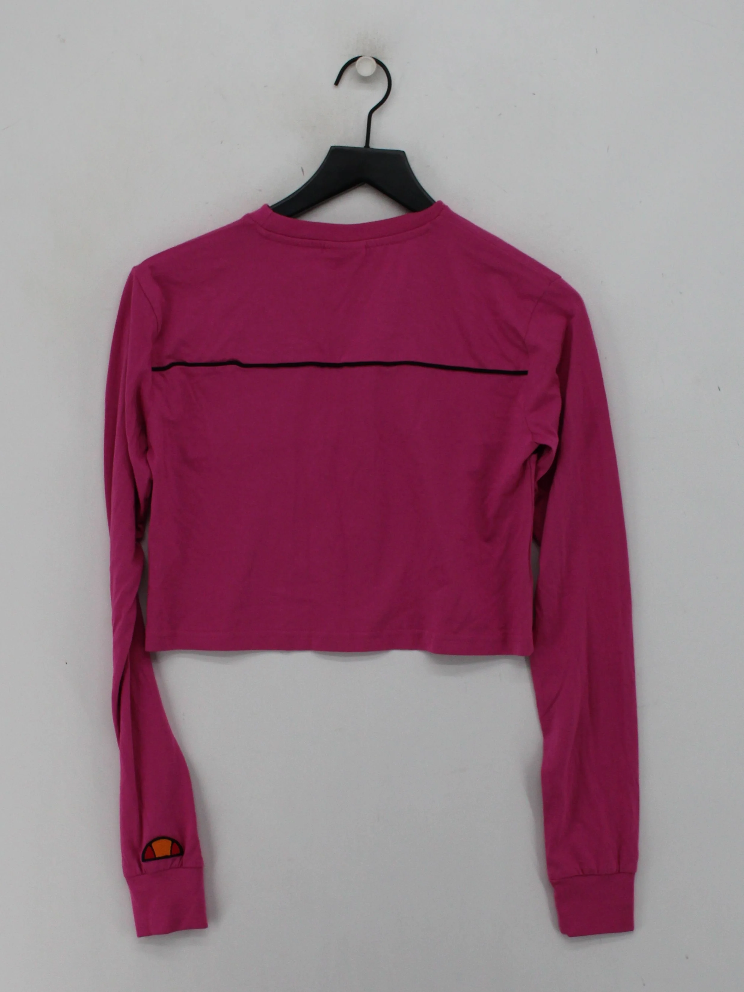 Ellesse Women's Top UK 6 Pink 100% Cotton Long Sleeve Round Neck Cropped - Image 2