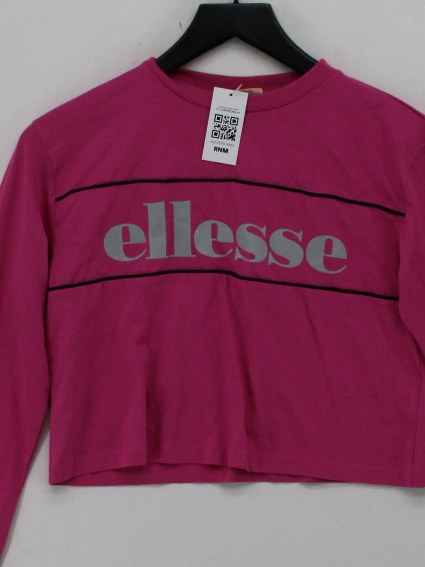 Ellesse Women's Top UK 6 Pink 100% Cotton Long Sleeve Round Neck Cropped - Image 3