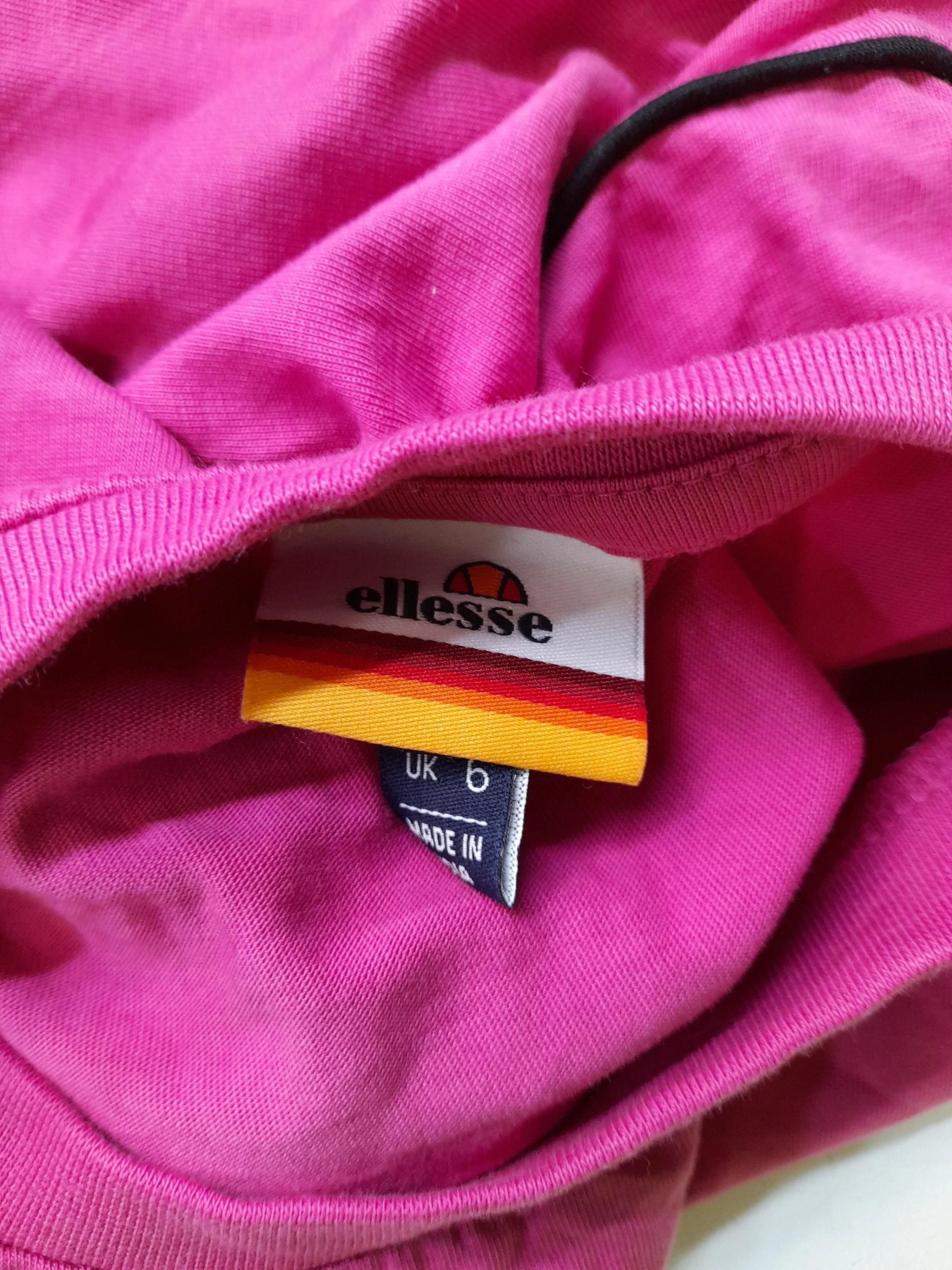 Ellesse Women's Top UK 6 Pink 100% Cotton Long Sleeve Round Neck Cropped - Image 5