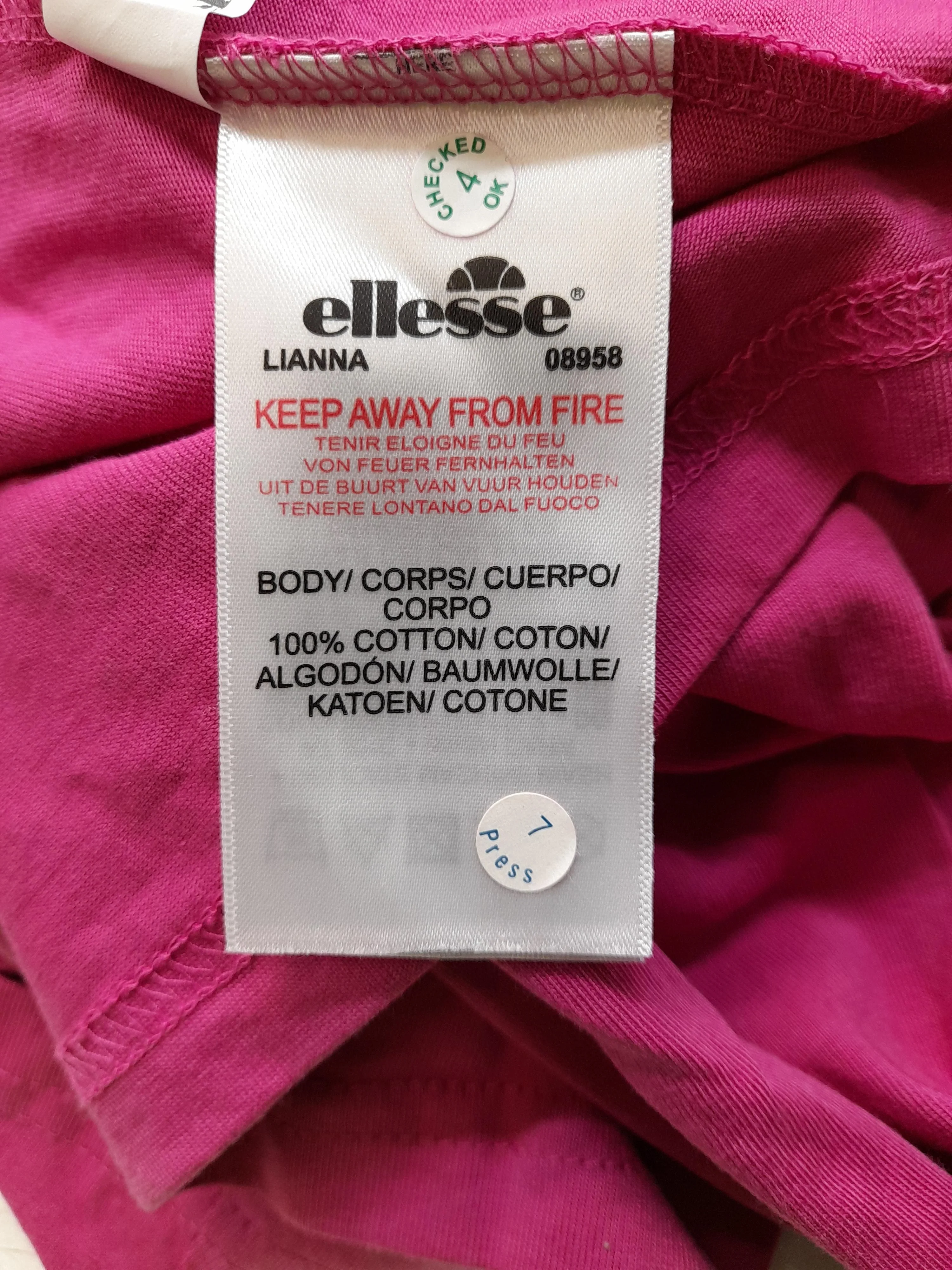 Ellesse Women's Top UK 6 Pink 100% Cotton Long Sleeve Round Neck Cropped - Image 6