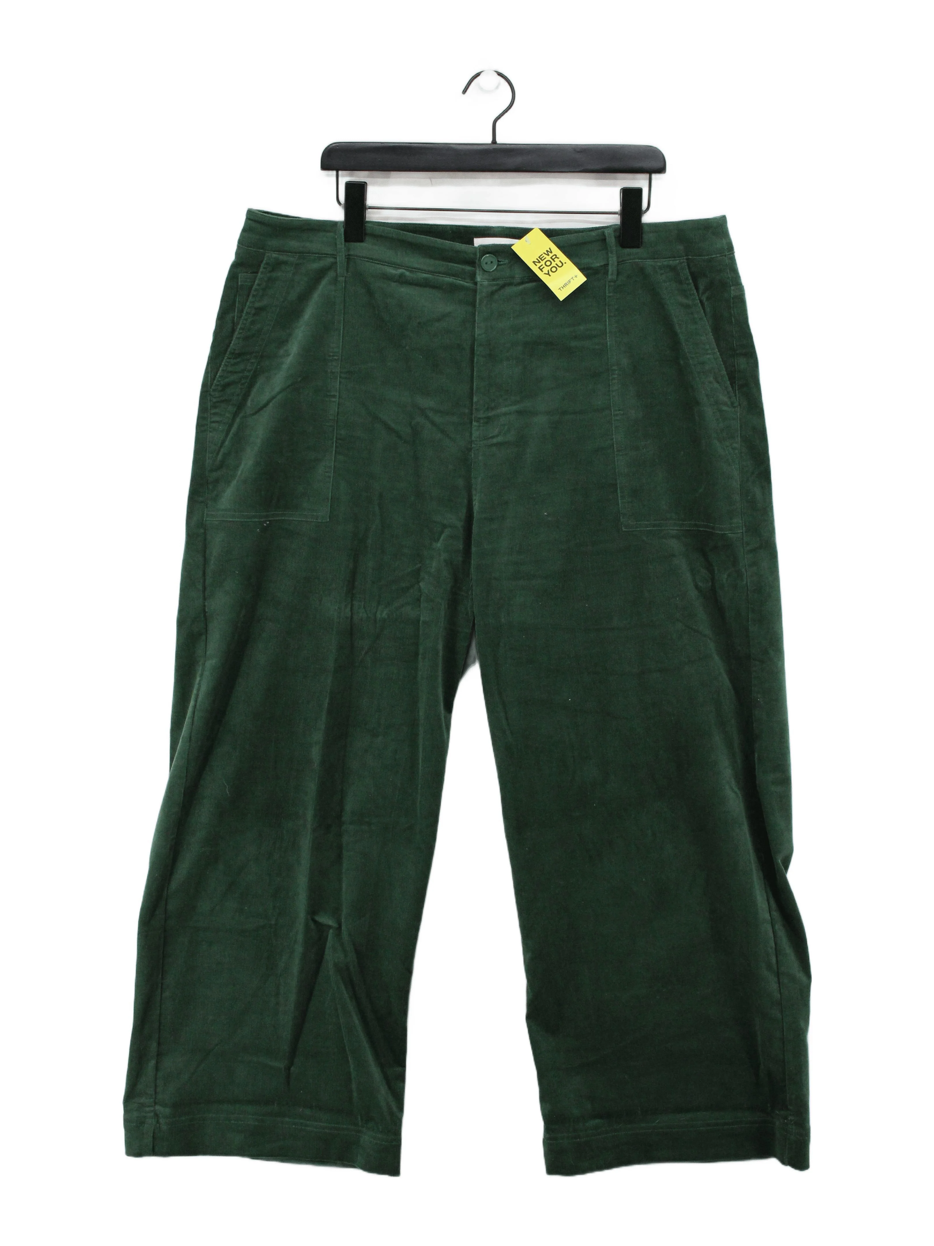 Emily And Fin Men's Trousers W 42 in Green Cotton with Elastane Wide-Leg Capri