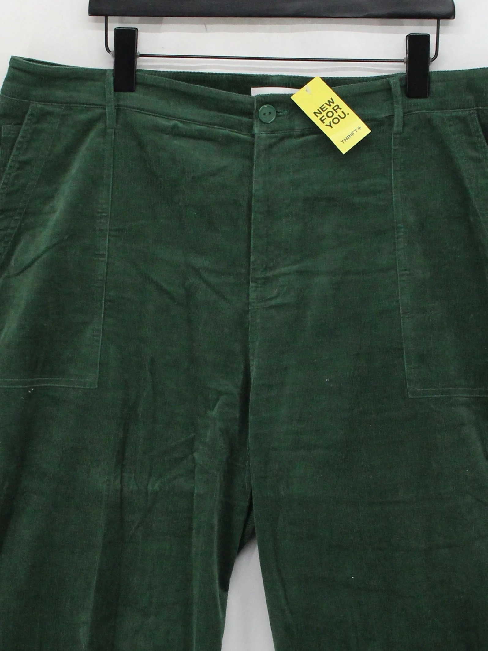 Emily And Fin Men's Trousers W 42 in Green Cotton with Elastane Wide-Leg Capri - Image 3
