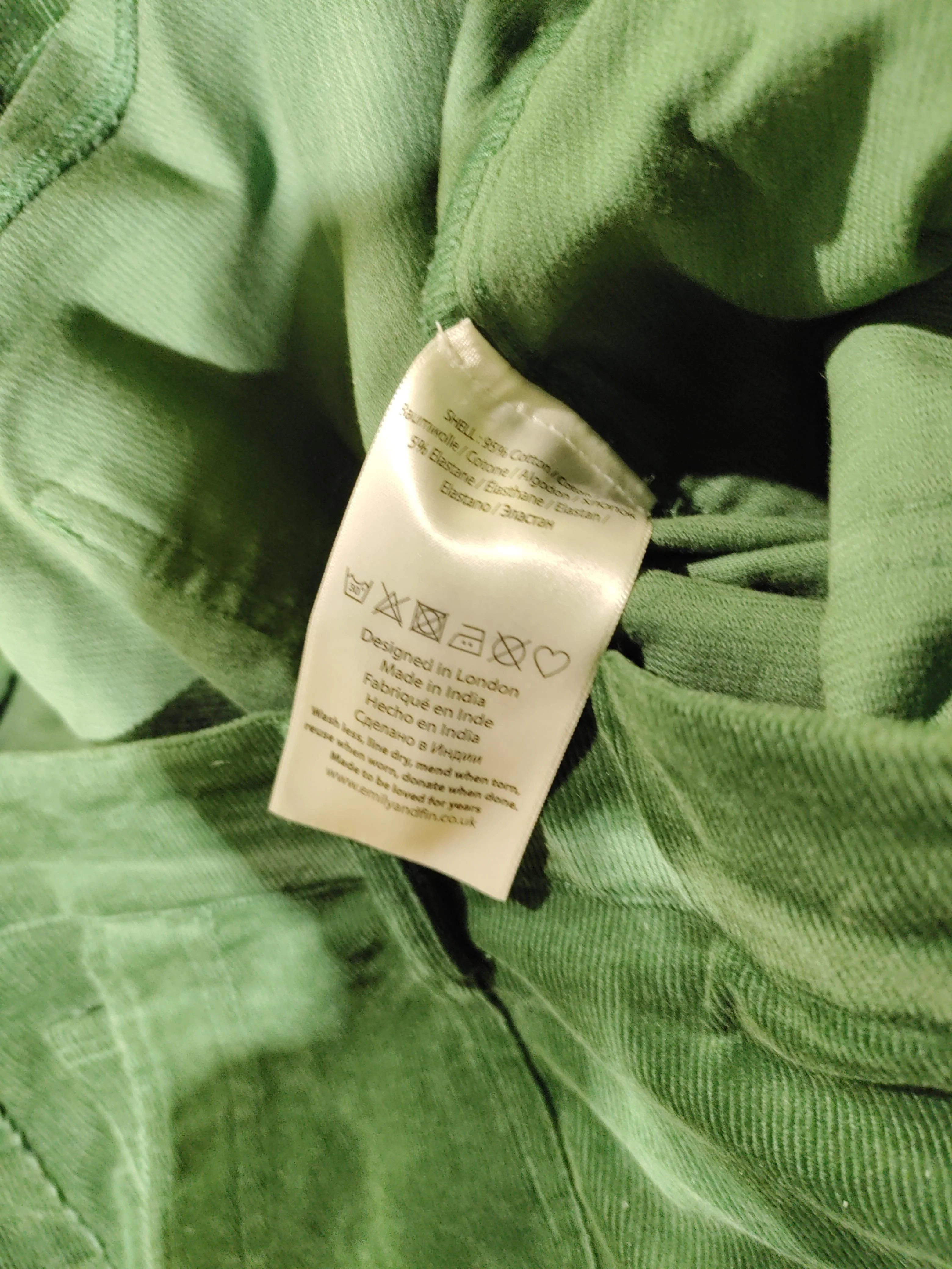 Emily And Fin Men's Trousers W 42 in Green Cotton with Elastane Wide-Leg Capri - Image 7
