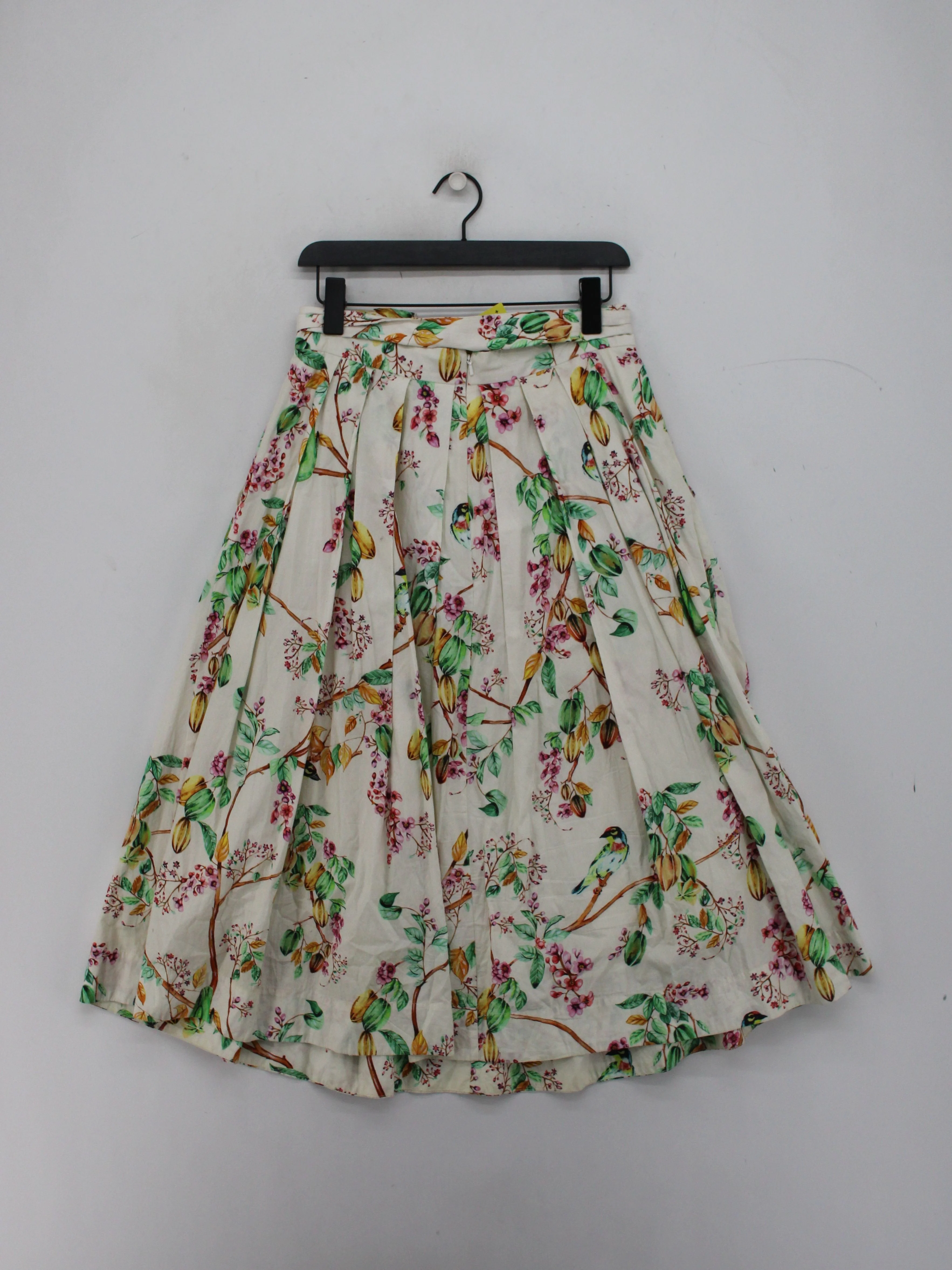 Emily And Fin Women's Midi Skirt L Cream Floral 100% Cotton Midi A-Line - Image 2