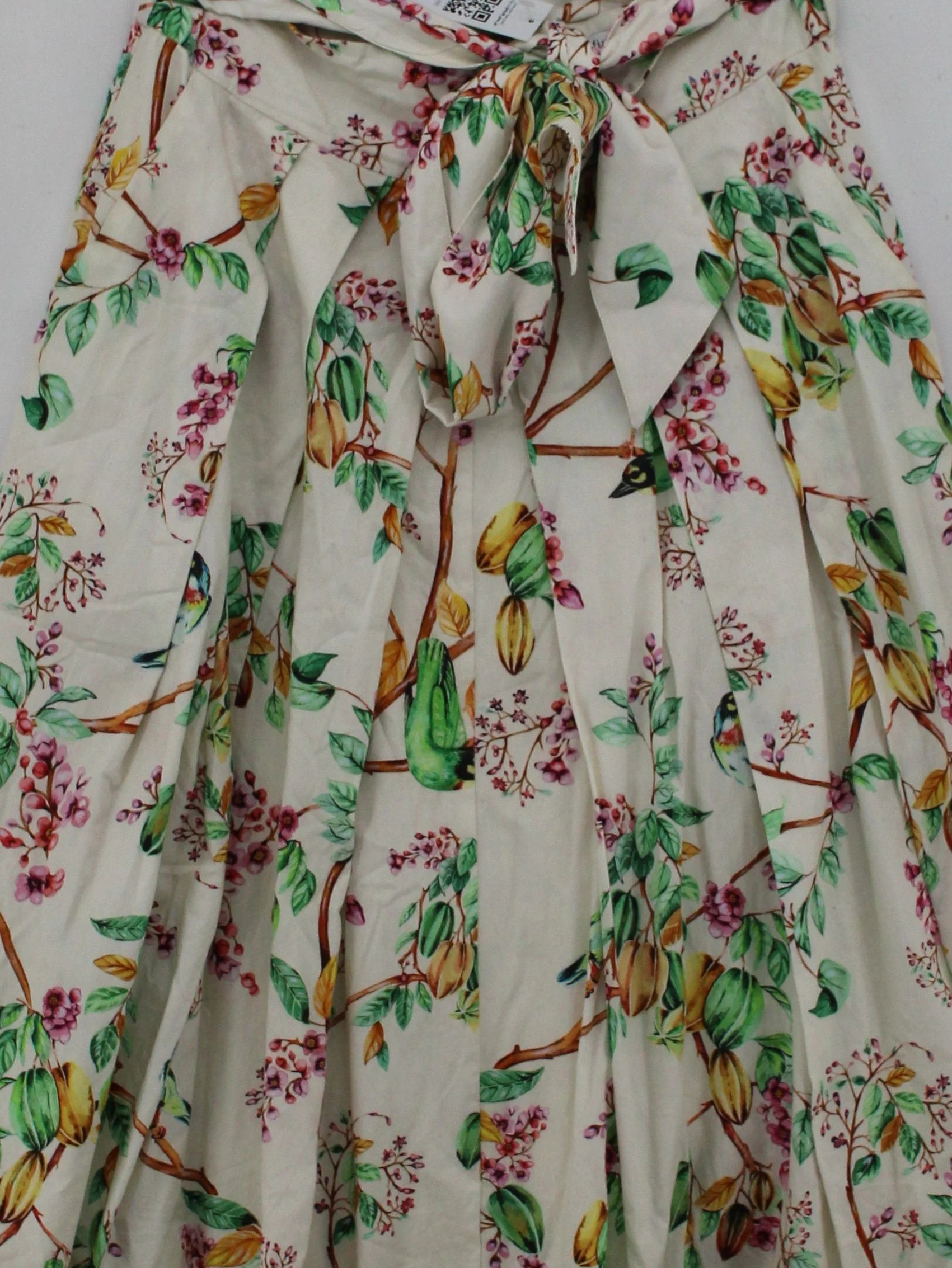 Emily And Fin Women's Midi Skirt L Cream Floral 100% Cotton Midi A-Line - Image 3