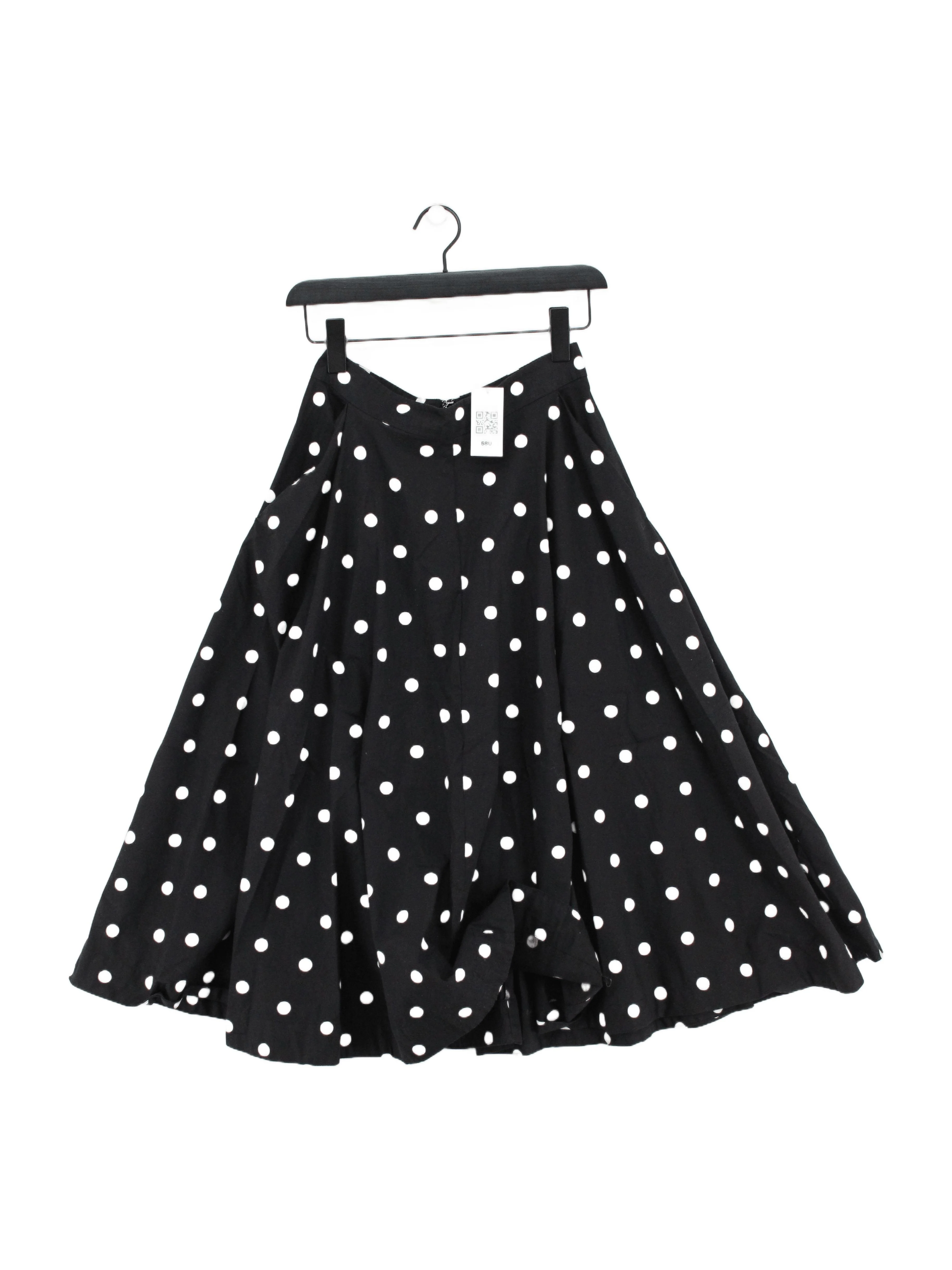 Emily And Fin Women's Midi Skirt UK 8 Black Polkadot 100% Cotton Midi A-Line