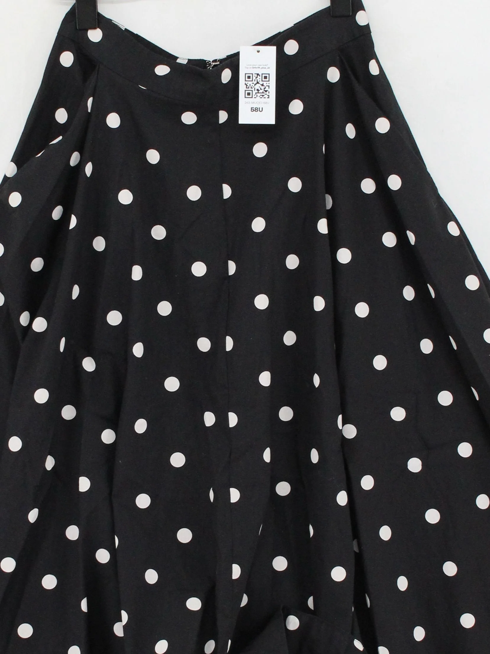 Emily And Fin Women's Midi Skirt UK 8 Black Polkadot 100% Cotton Midi A-Line - Image 3