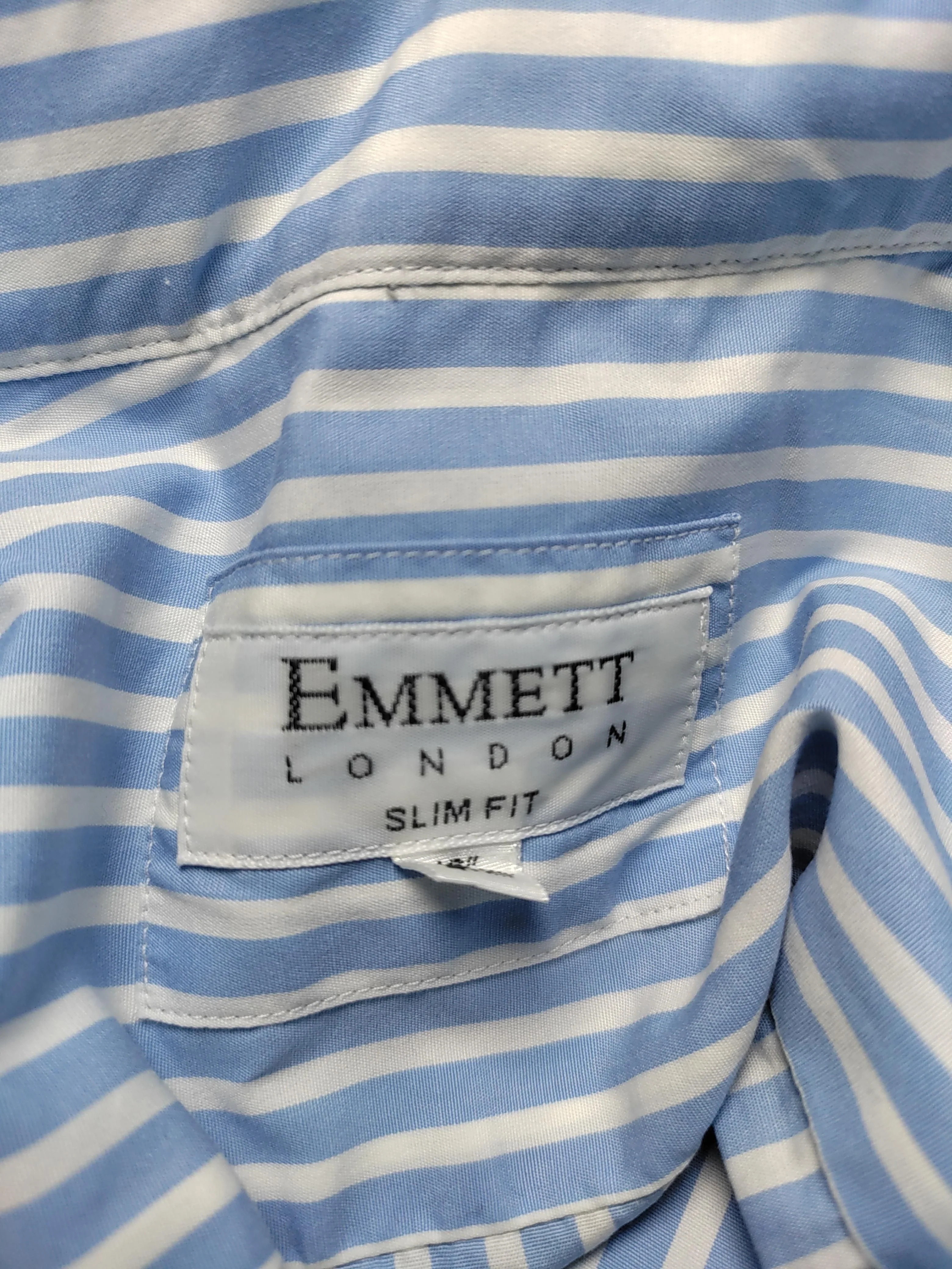Emmett Men's Shirt Chest: 44 in Blue Striped 100% Other Basic - Image 5