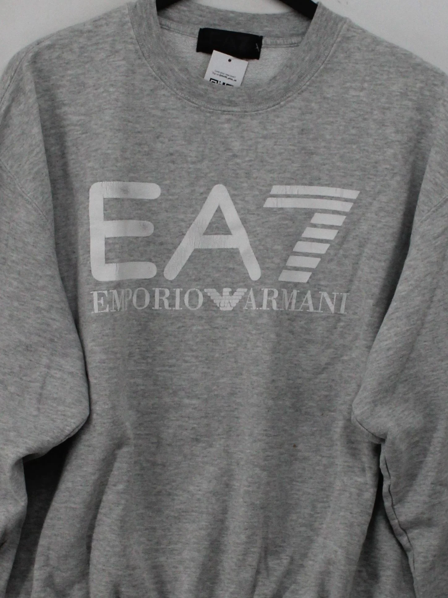 Emporio Armani Men's Hoodie L Grey Graphic Cotton with Polyester Pullover - Image 3