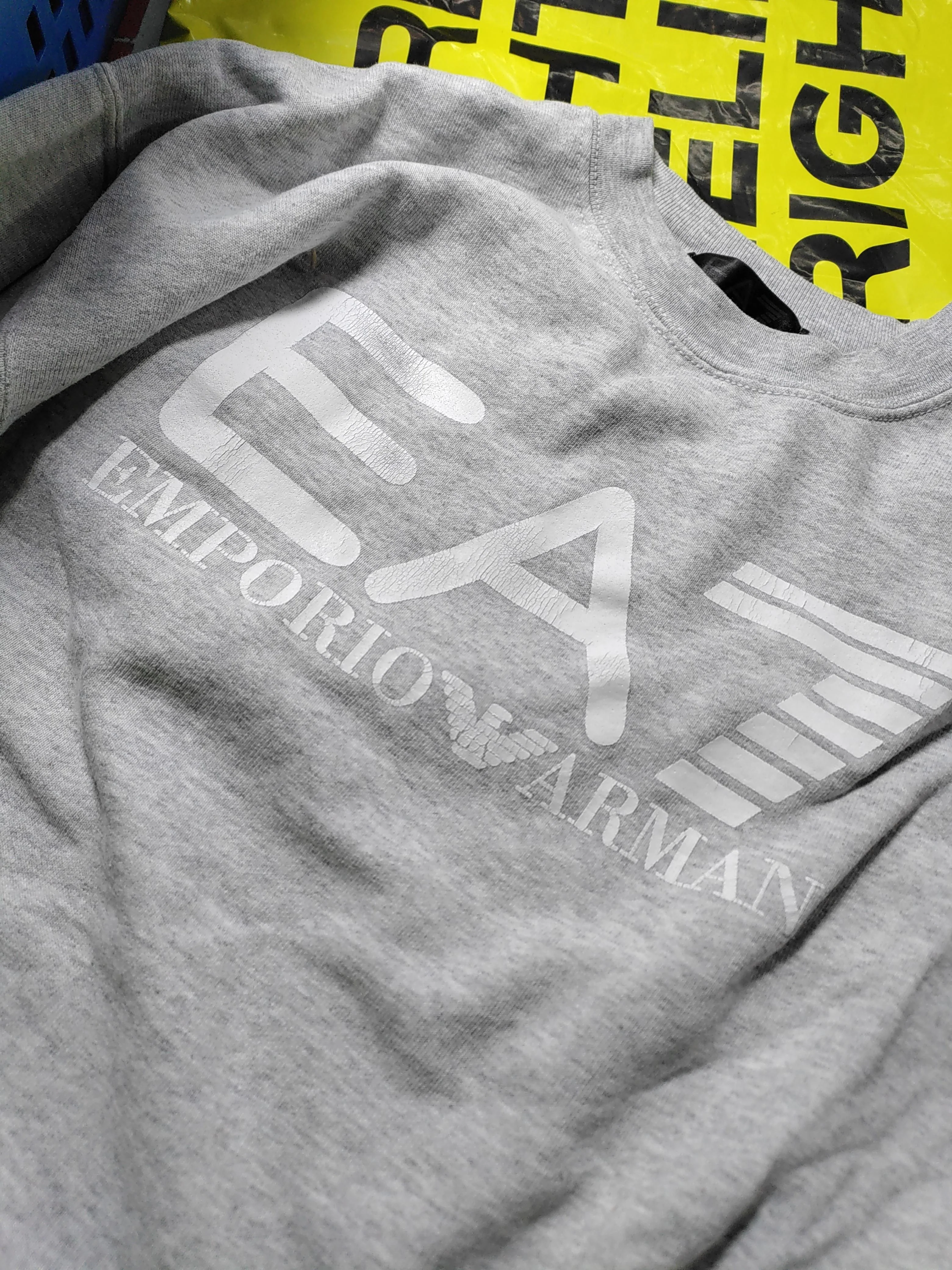 Emporio Armani Men's Hoodie L Grey Graphic Cotton with Polyester Pullover - Image 7