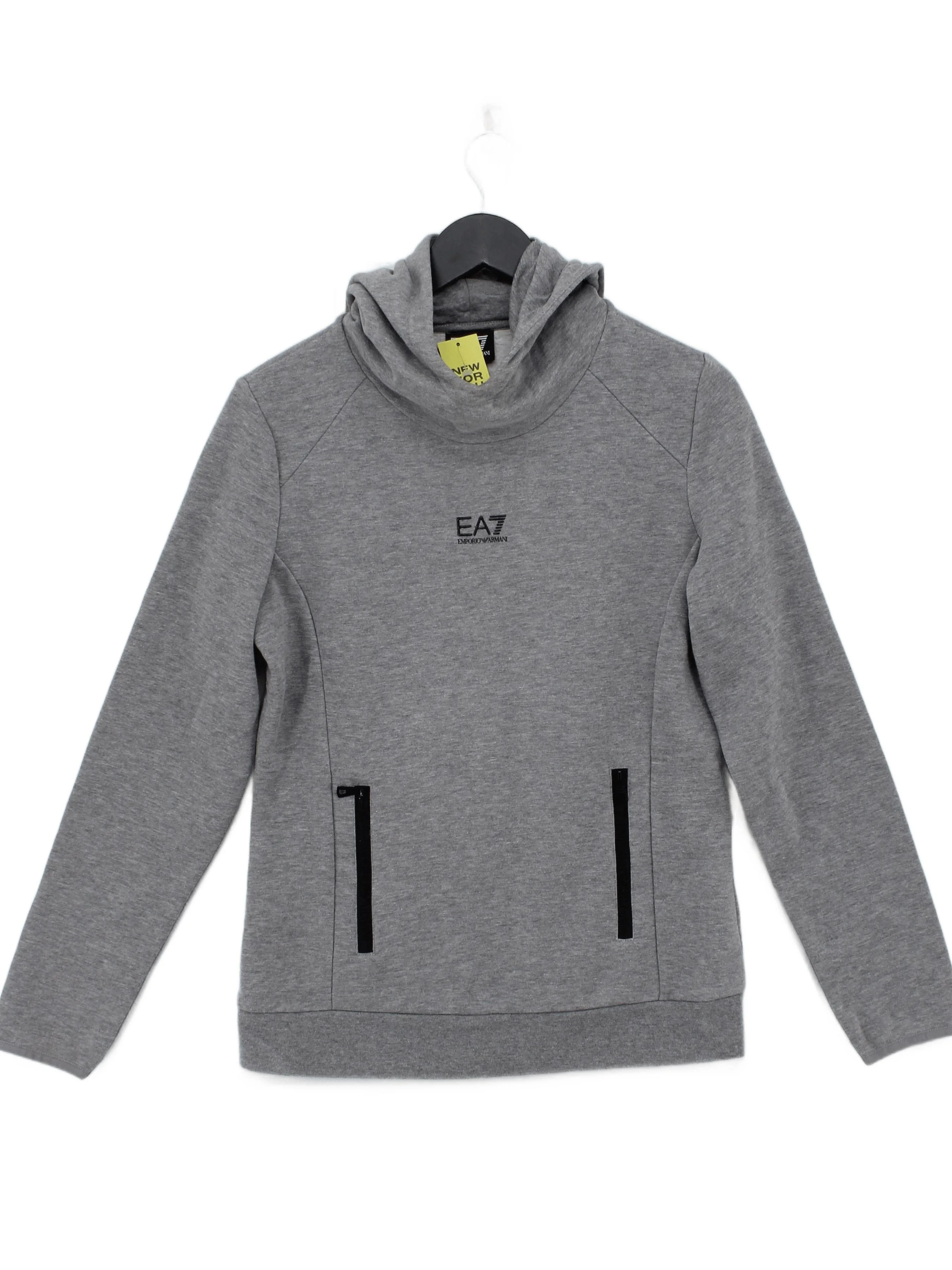 Emporio Armani Men's Hoodie M Grey Cotton with Polyester Pullover