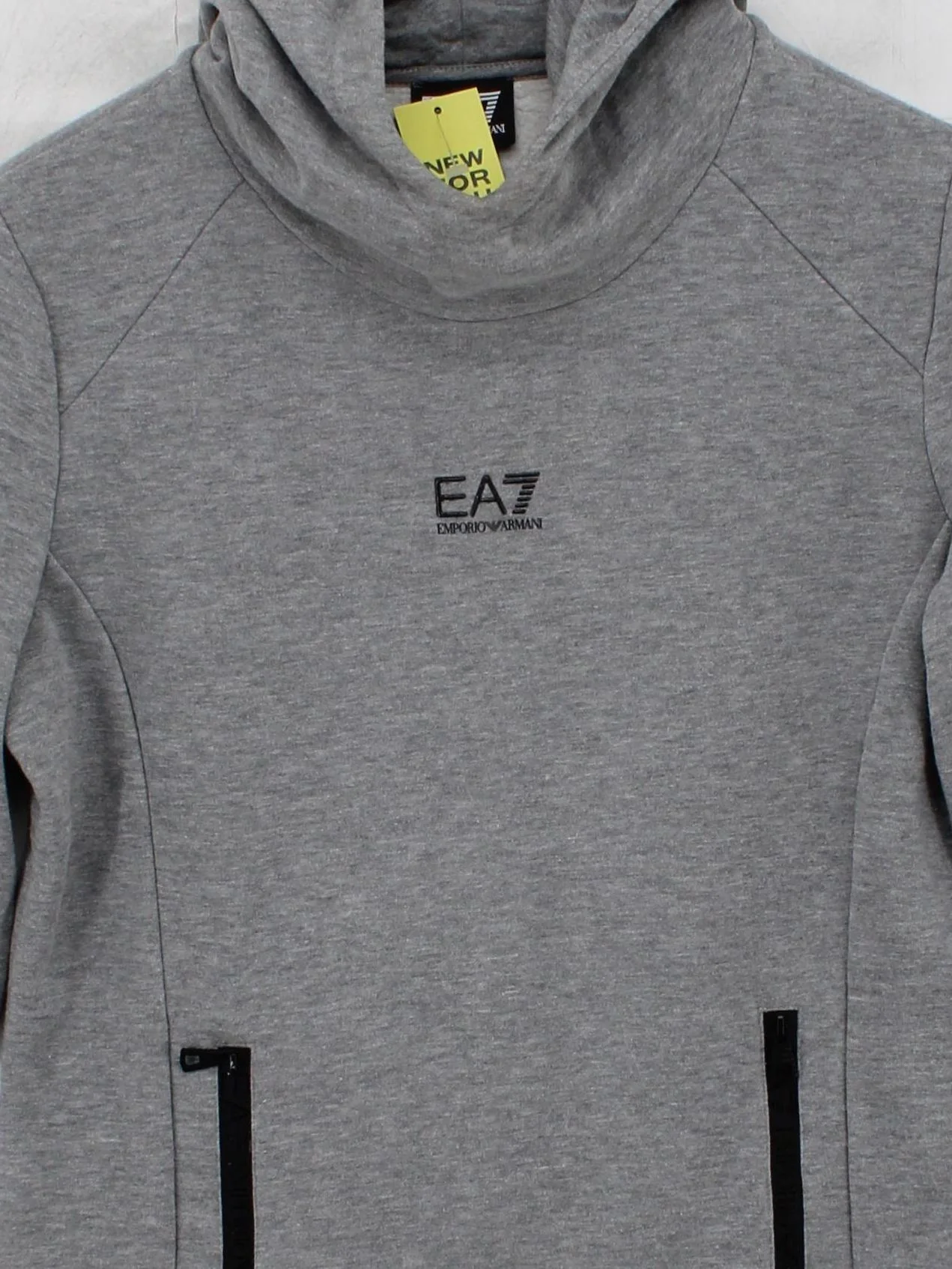Emporio Armani Men's Hoodie M Grey Cotton with Polyester Pullover - Image 3