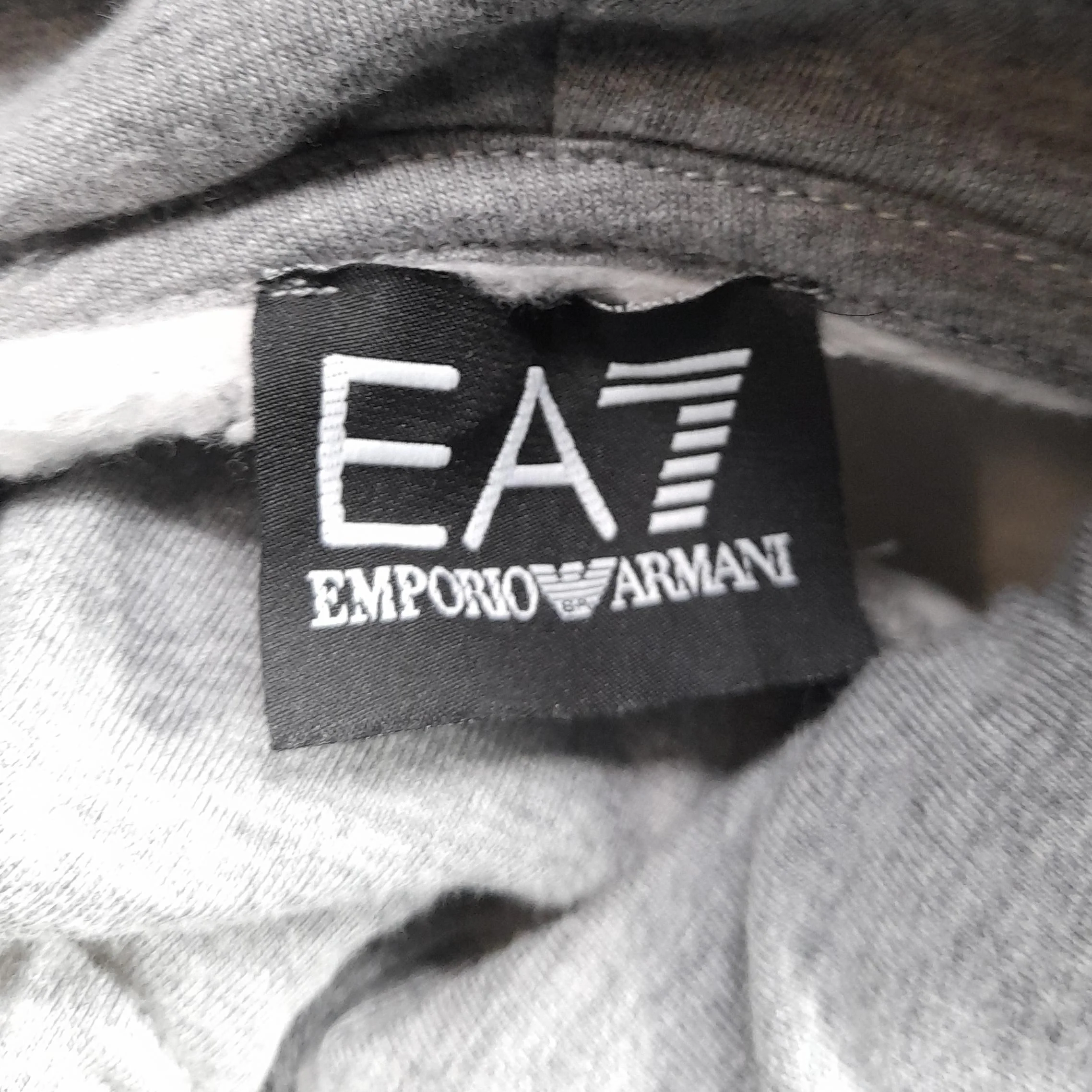 Emporio Armani Men's Hoodie M Grey Cotton with Polyester Pullover - Image 6