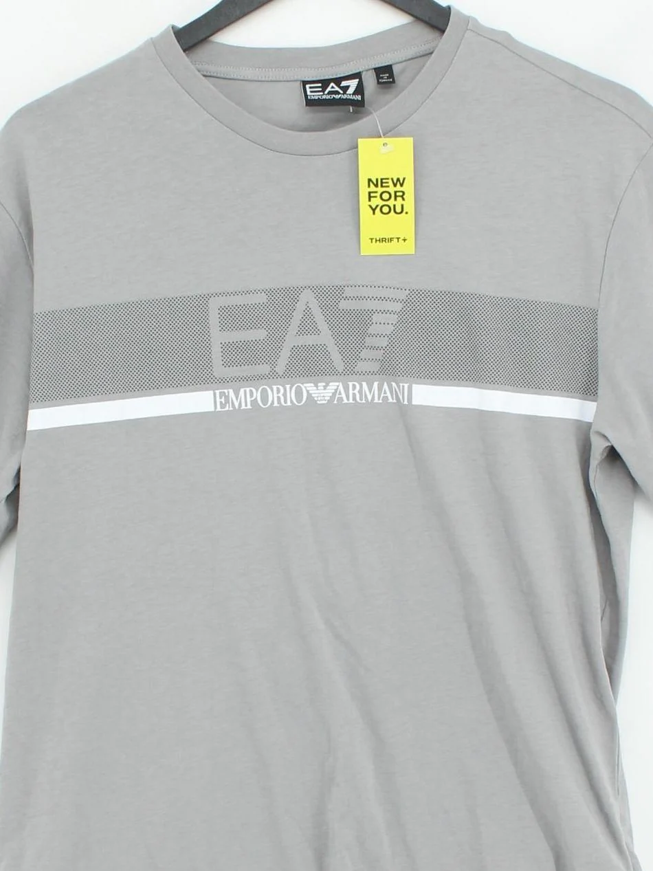 Emporio Armani Men's T-Shirt M Grey Graphic 100% Cotton Basic - Image 3