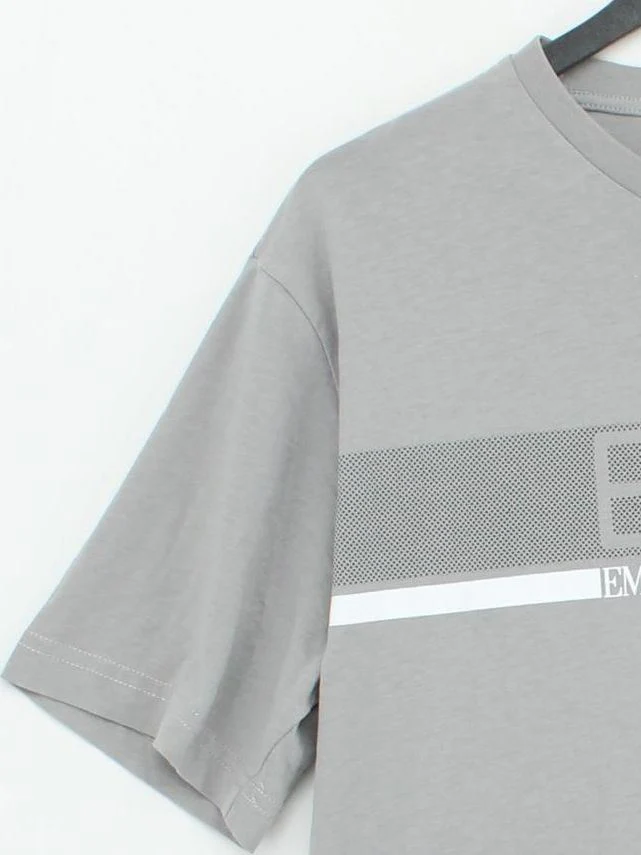Emporio Armani Men's T-Shirt M Grey Graphic 100% Cotton Basic - Image 4