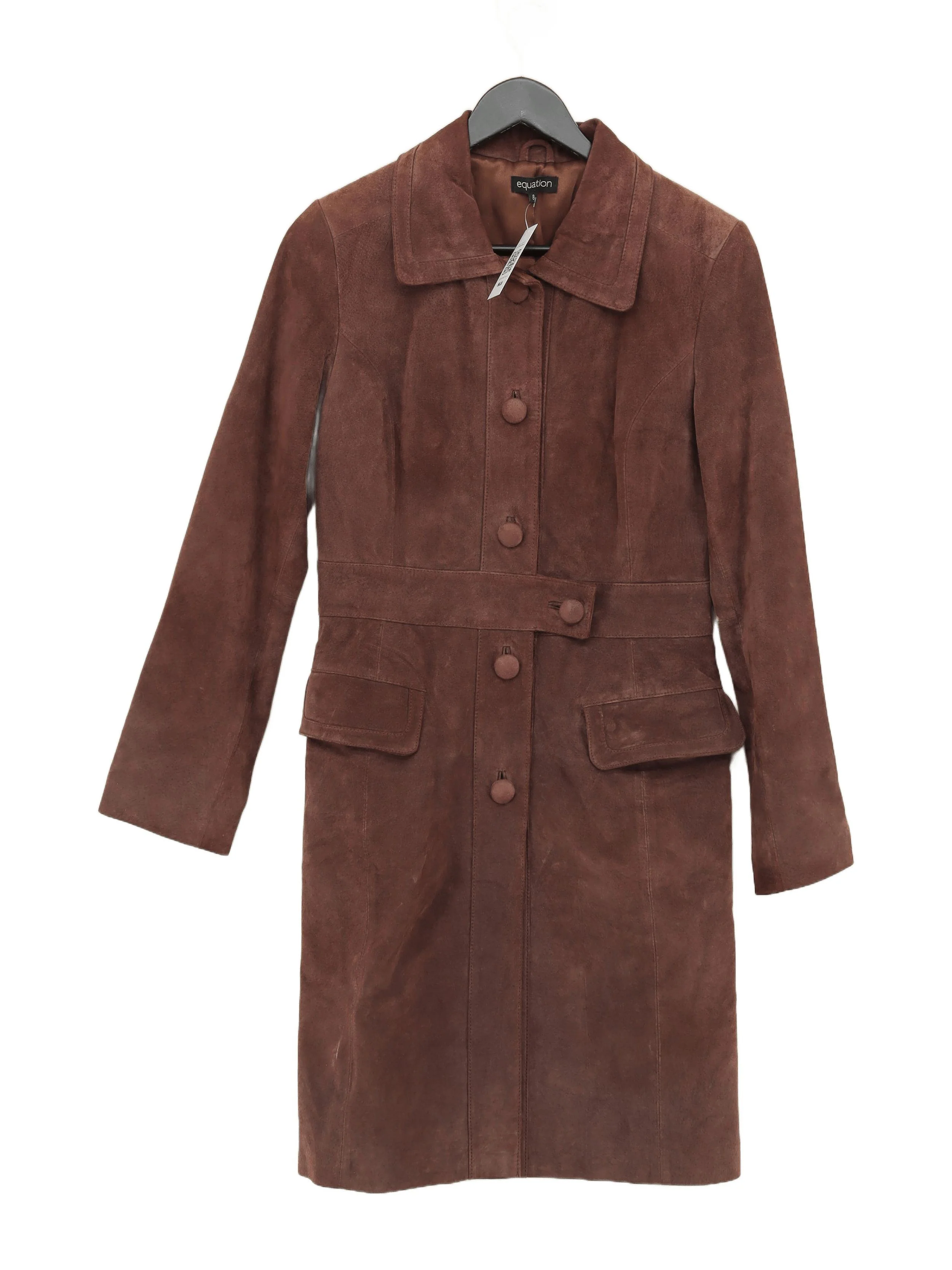 Equation Women's Coat UK 8 Brown Suede with Polyester Overcoat